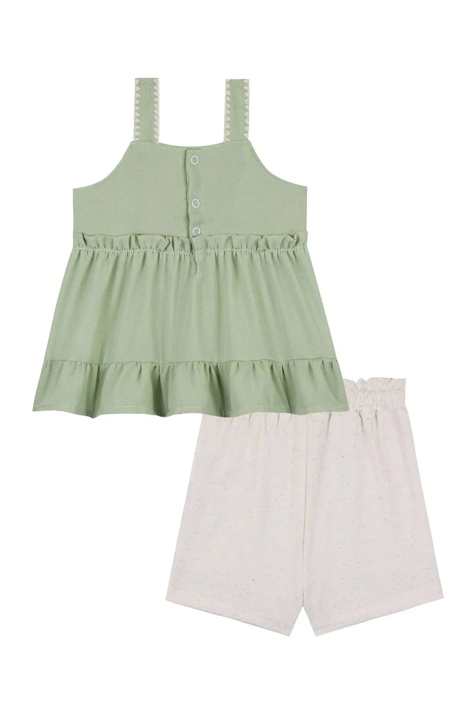 Conjunto de Bata em Chiffon e Shorts em Molevisco 86744 Kukiê Bebê Menina