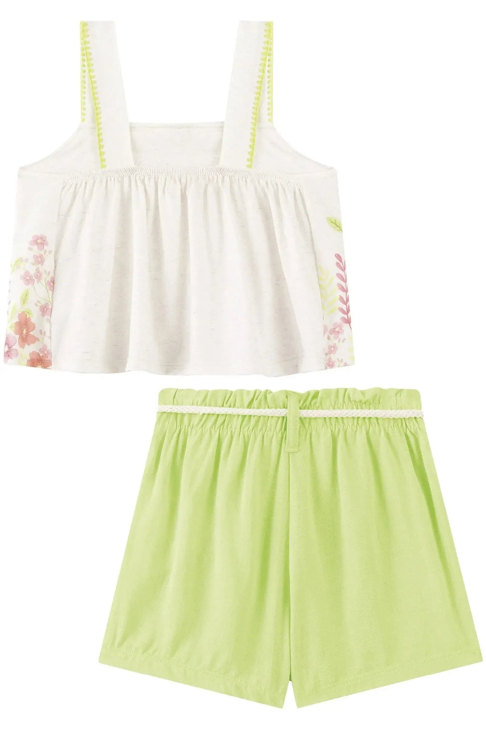 Conjunto de Bata em Malha Comfy e Shorts em Viscose 92998 Kukiê Infantil Menina