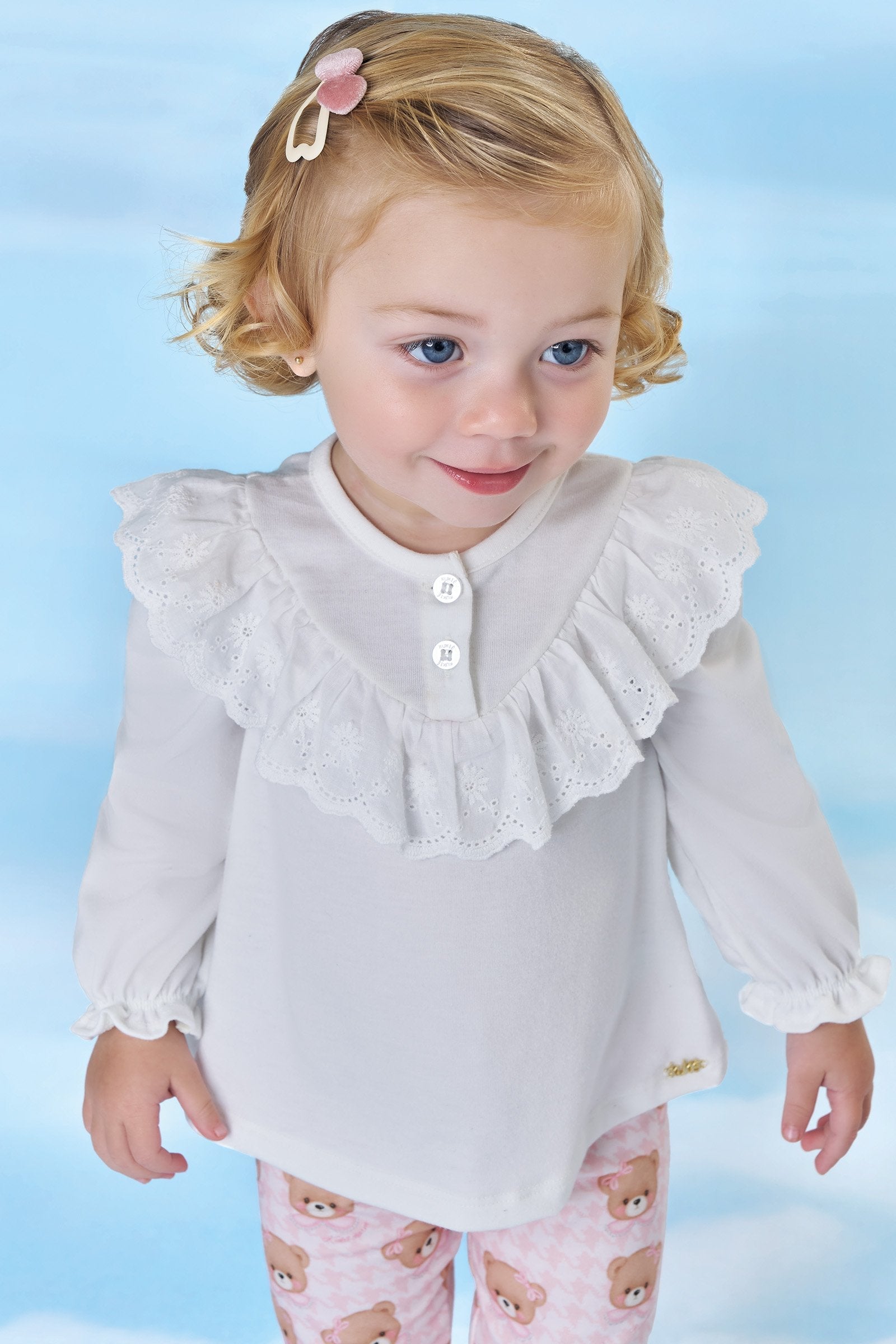 Conjunto de Bata em Malha Fresh e Calça Legging em Molecotton 91999 Kukiê Bebê Menina