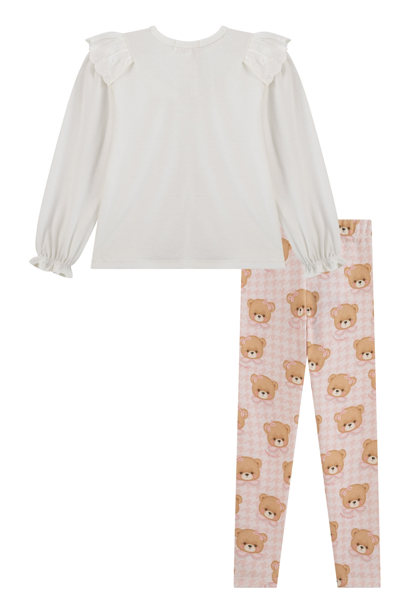 Conjunto de Bata em Malha Fresh e Calça Legging em Molecotton 91999 Kukiê Bebê Menina