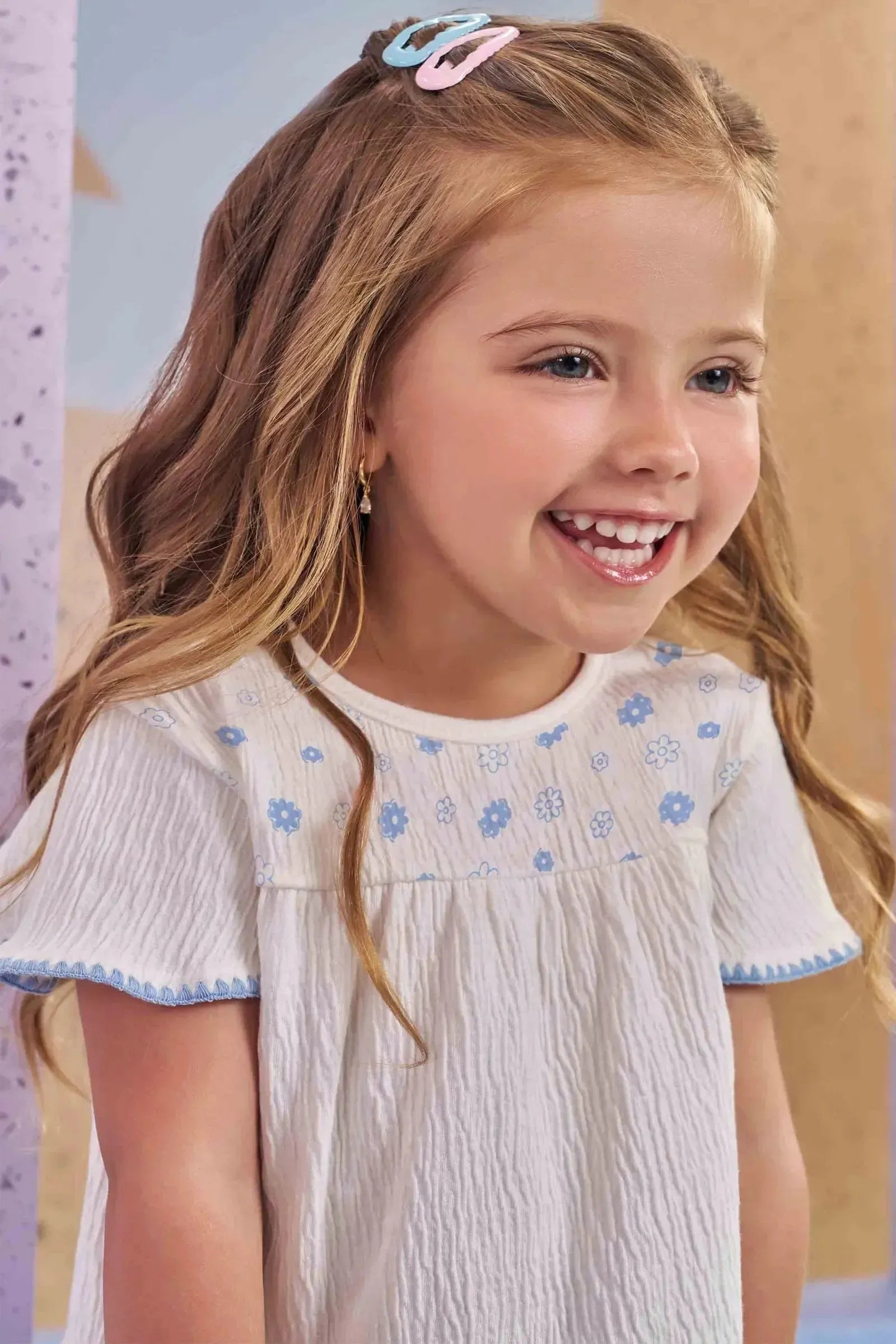 Conjunto de Bata em Malha Wave e Shorts em Tricoline Cotton 86815 Kukiê Bebê Menina