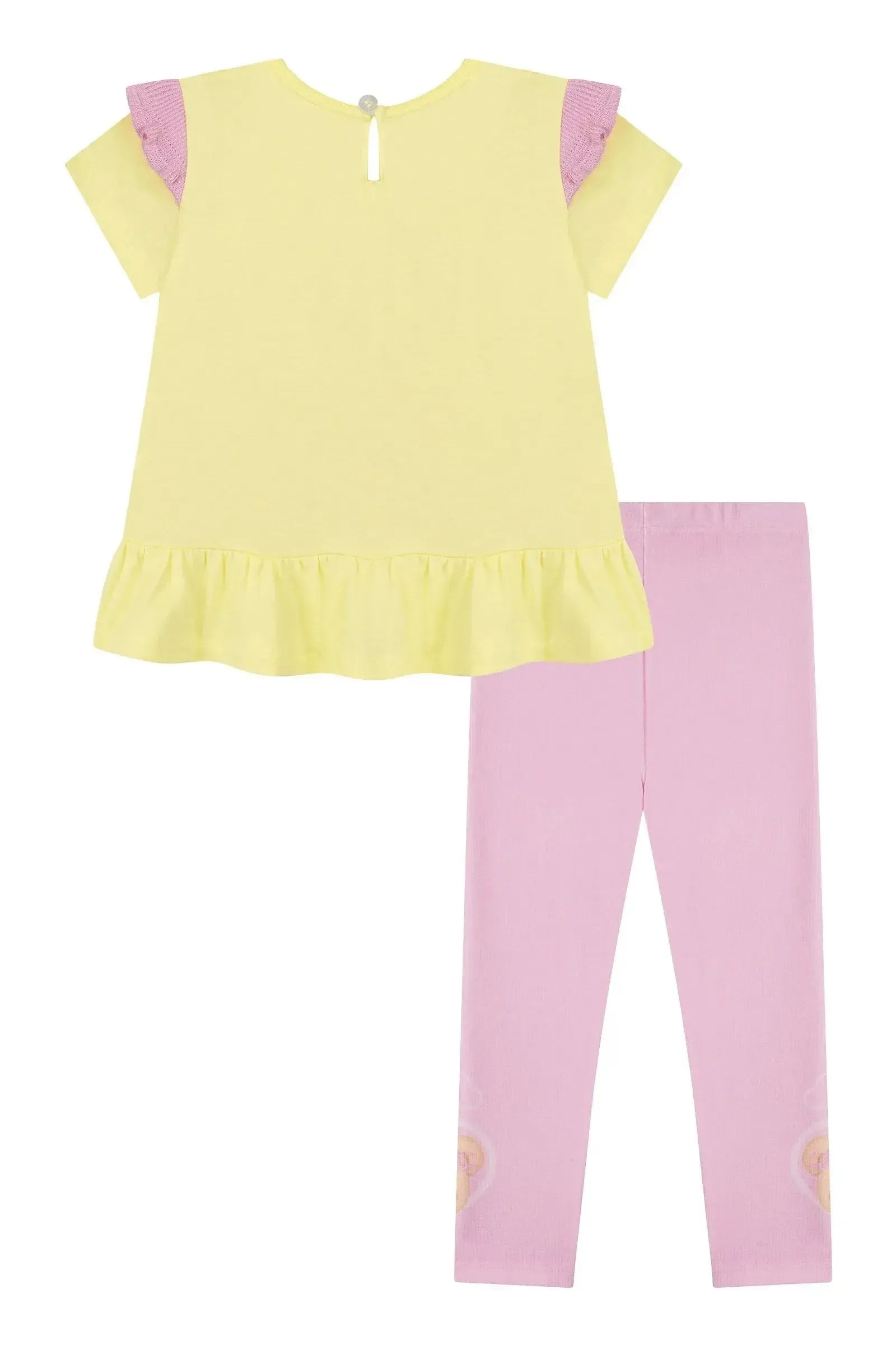 Conjunto de Bata em Meia Malha e Legging em Canelado 88037 Kukiê Bebê Menina