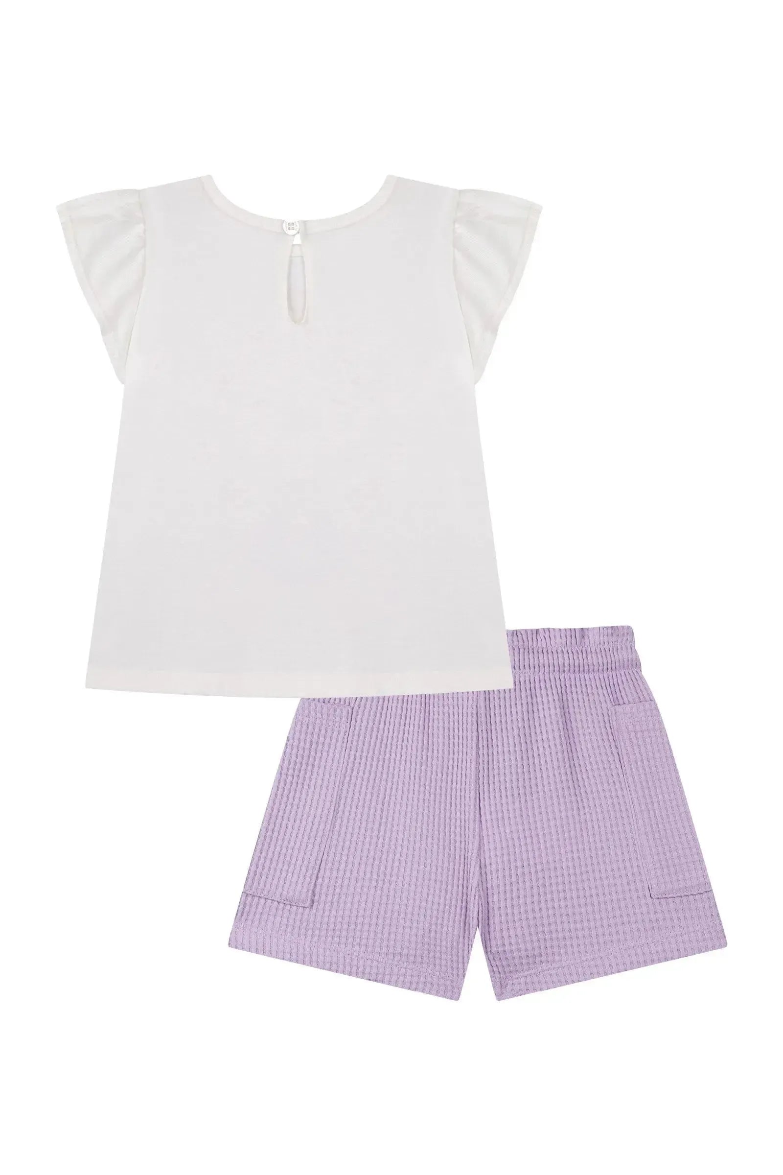 Conjunto de Bata em Meia Malha e Malha Big Waffle 88739 Kukiê Bebê Menina