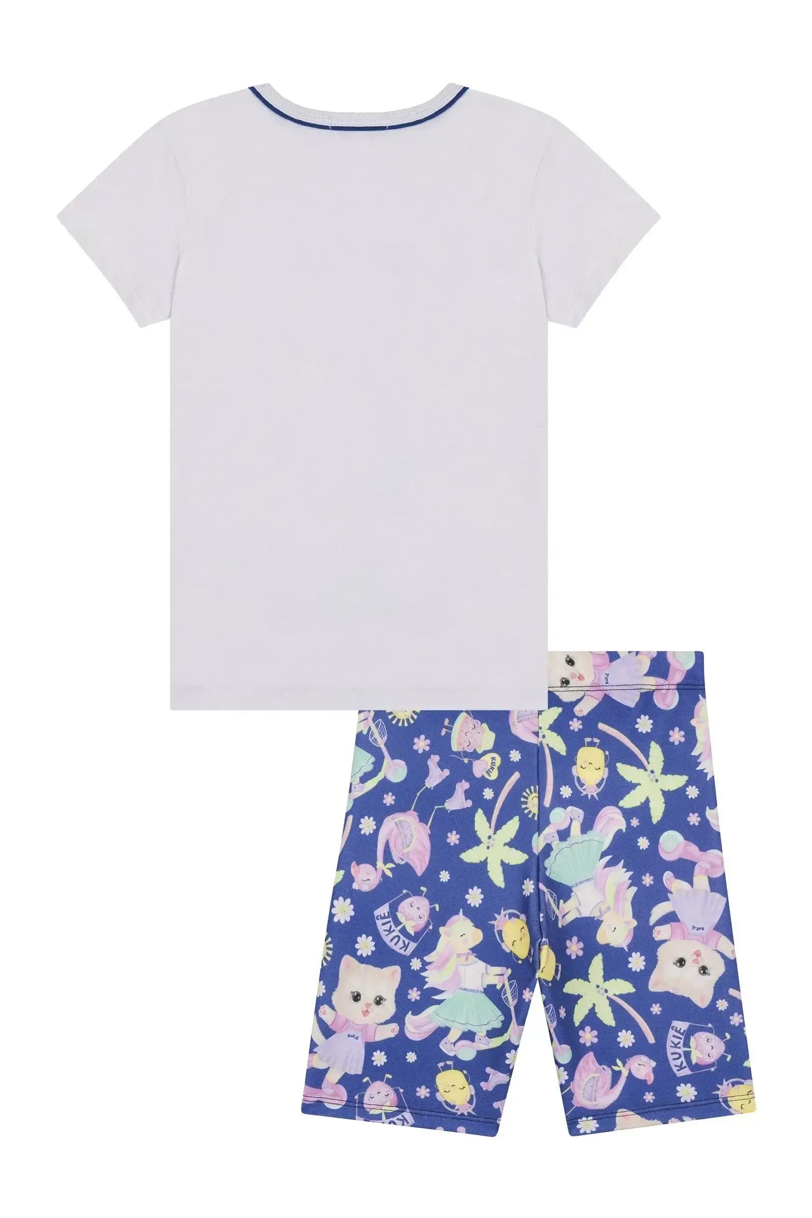 Conjunto de Blusa Alongada em Meia Malha e Biker em Molecotton 87660 Kukiê Infantil Menina