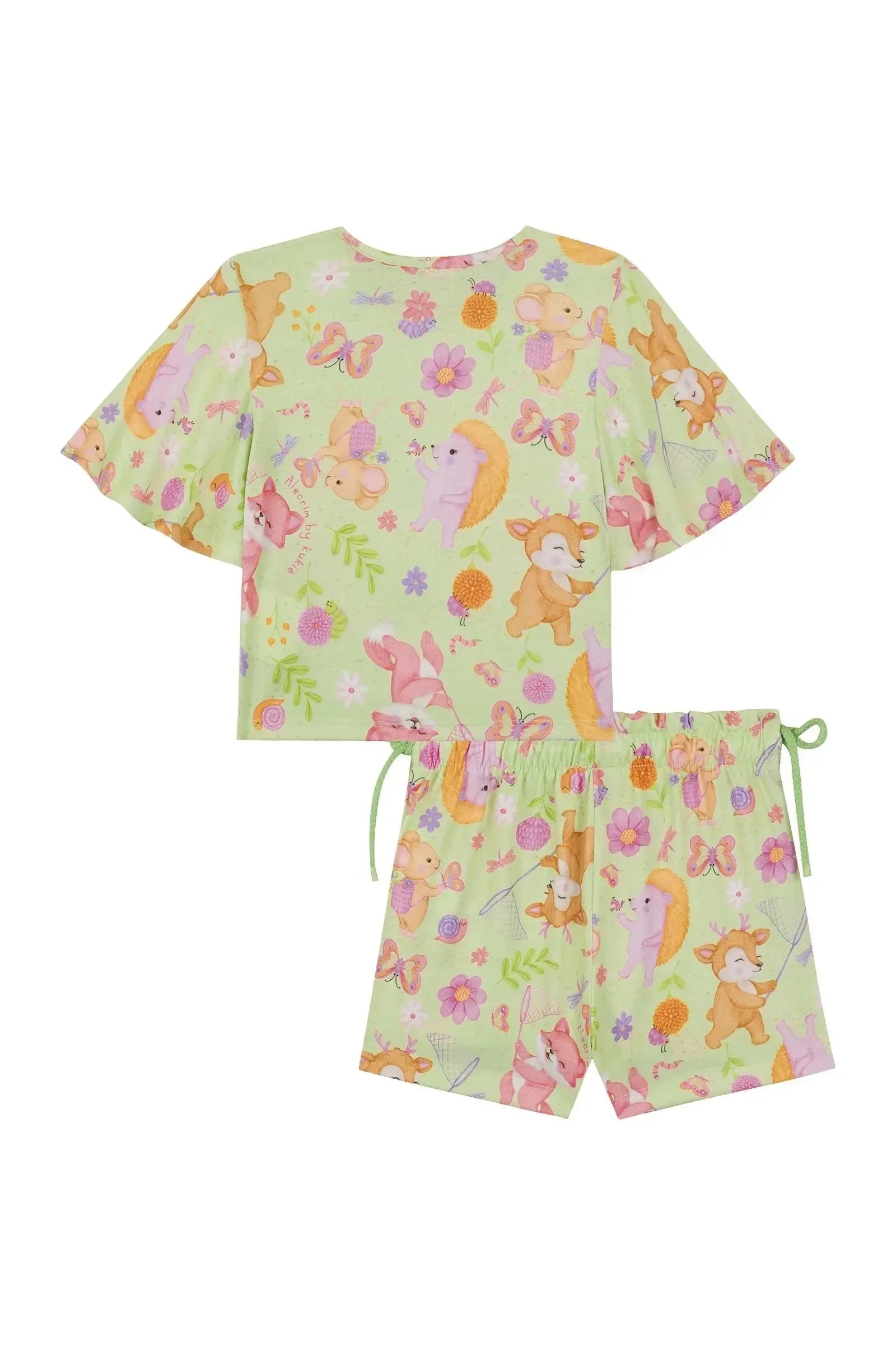 Conjunto de Blusa Boxy e Shorts em Malha Fresh 86471 Kukiê Infantil Menina