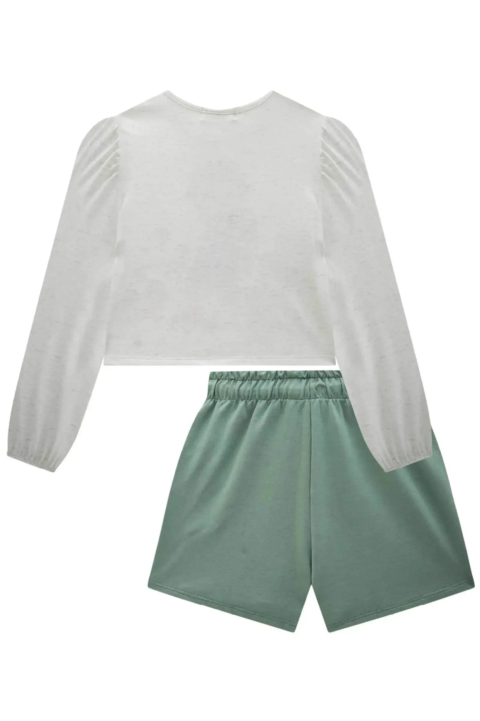 Conjunto de Blusa Boxy em Malha Comfy e Short Saia em Molevisco 90503 Infanti Infantil Menina