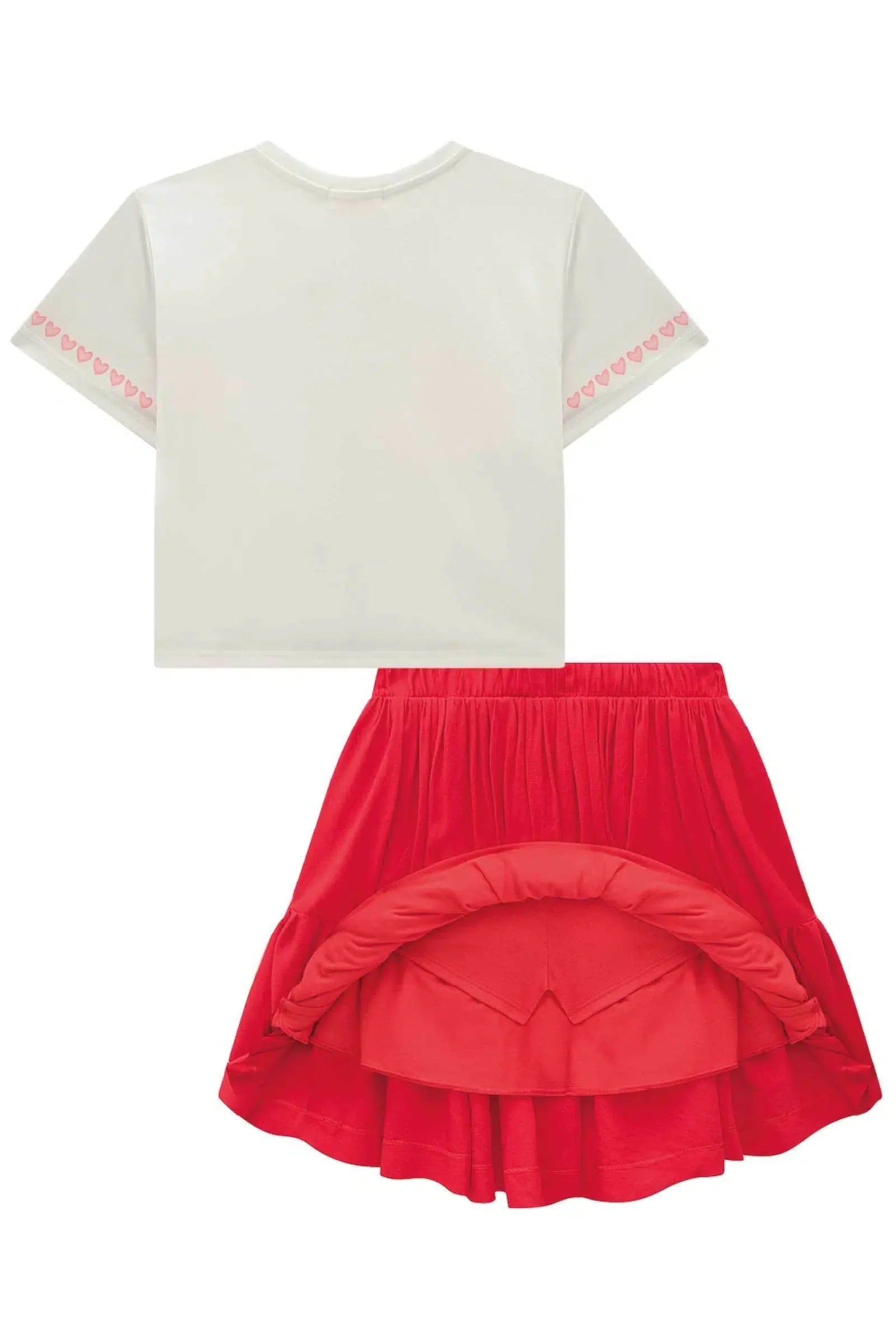 Conjunto Infantil Menina de Blusa Boxy em Malha Power e Saia em Blend de Viscose 81577 Kukiê