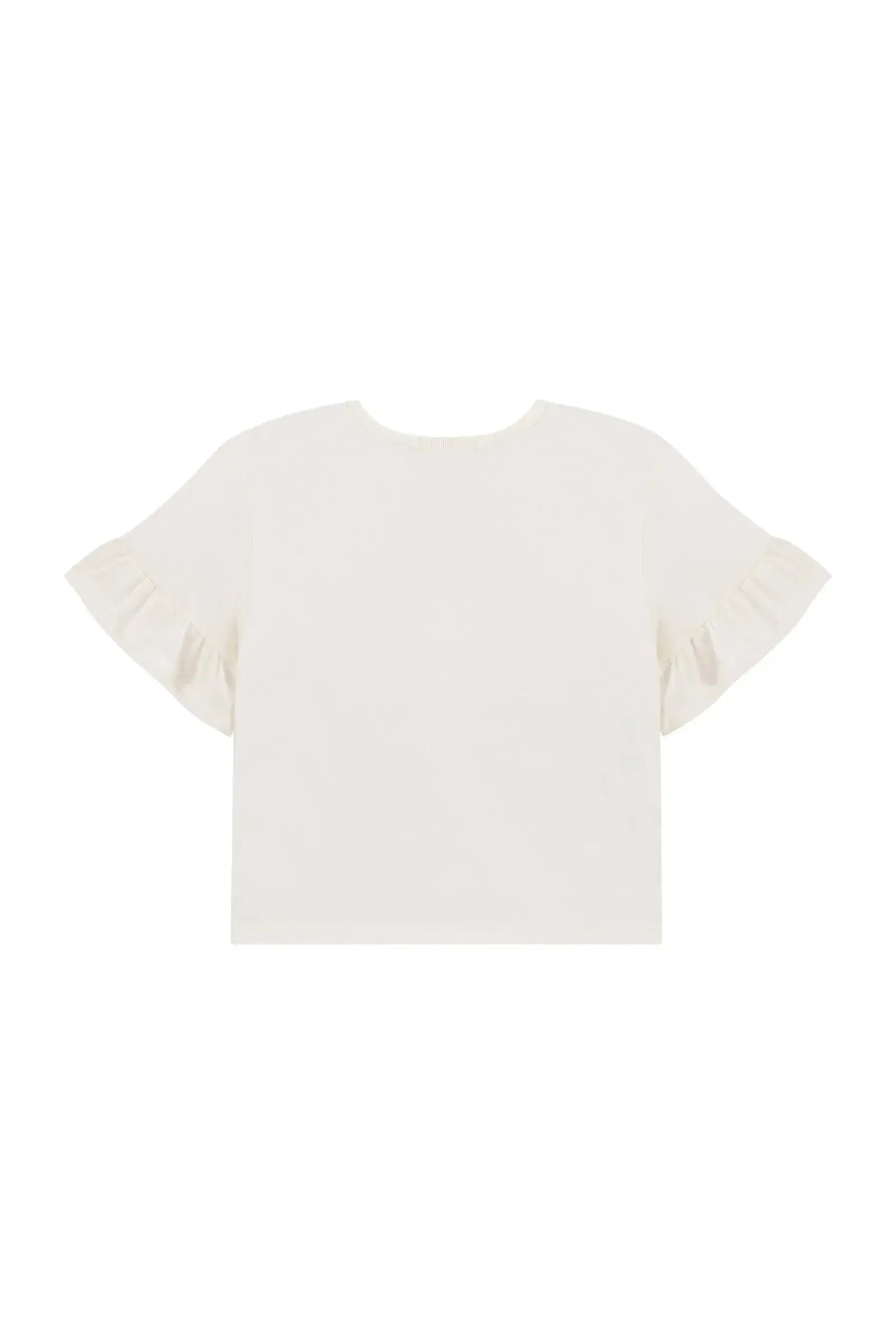 Conjunto de Blusa Boxy em Meia Malha e Short Saia em Malha Denim 93872 Kukiê Infantil Menina