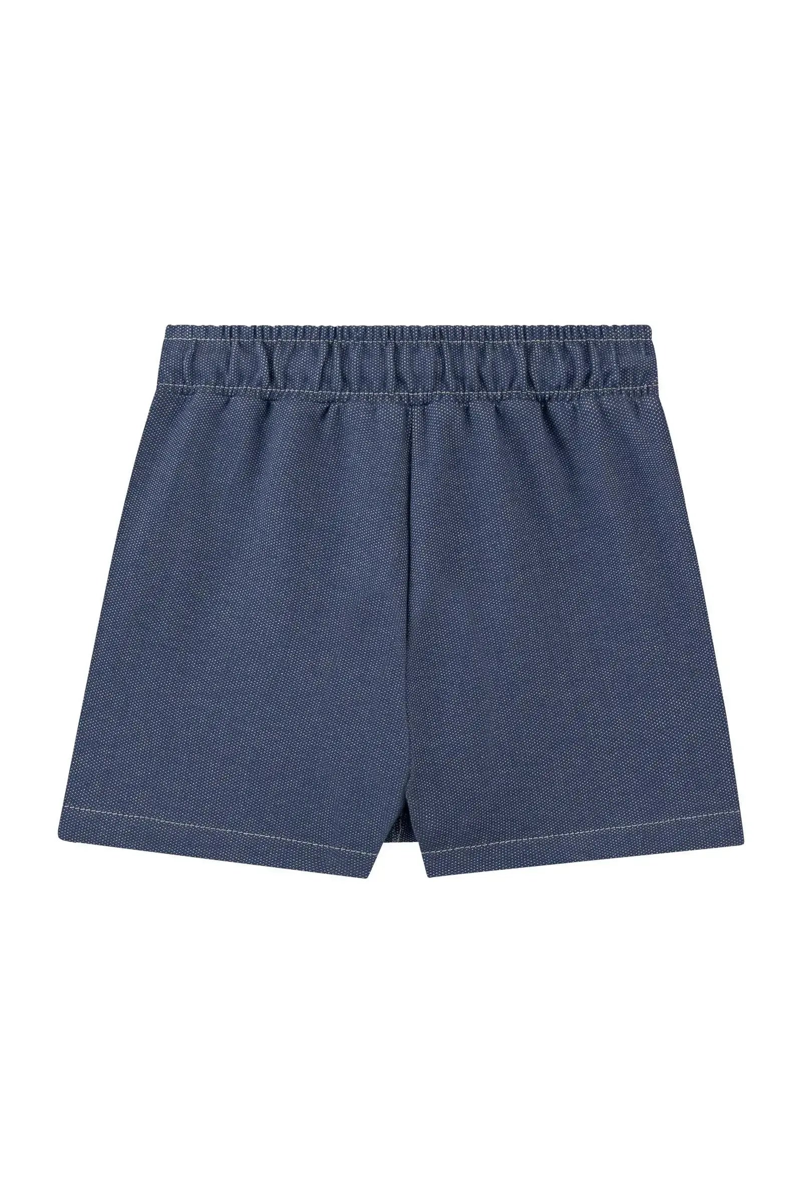 Conjunto de Blusa Boxy em Meia Malha e Short Saia em Malha Denim 93872 Kukiê Infantil Menina