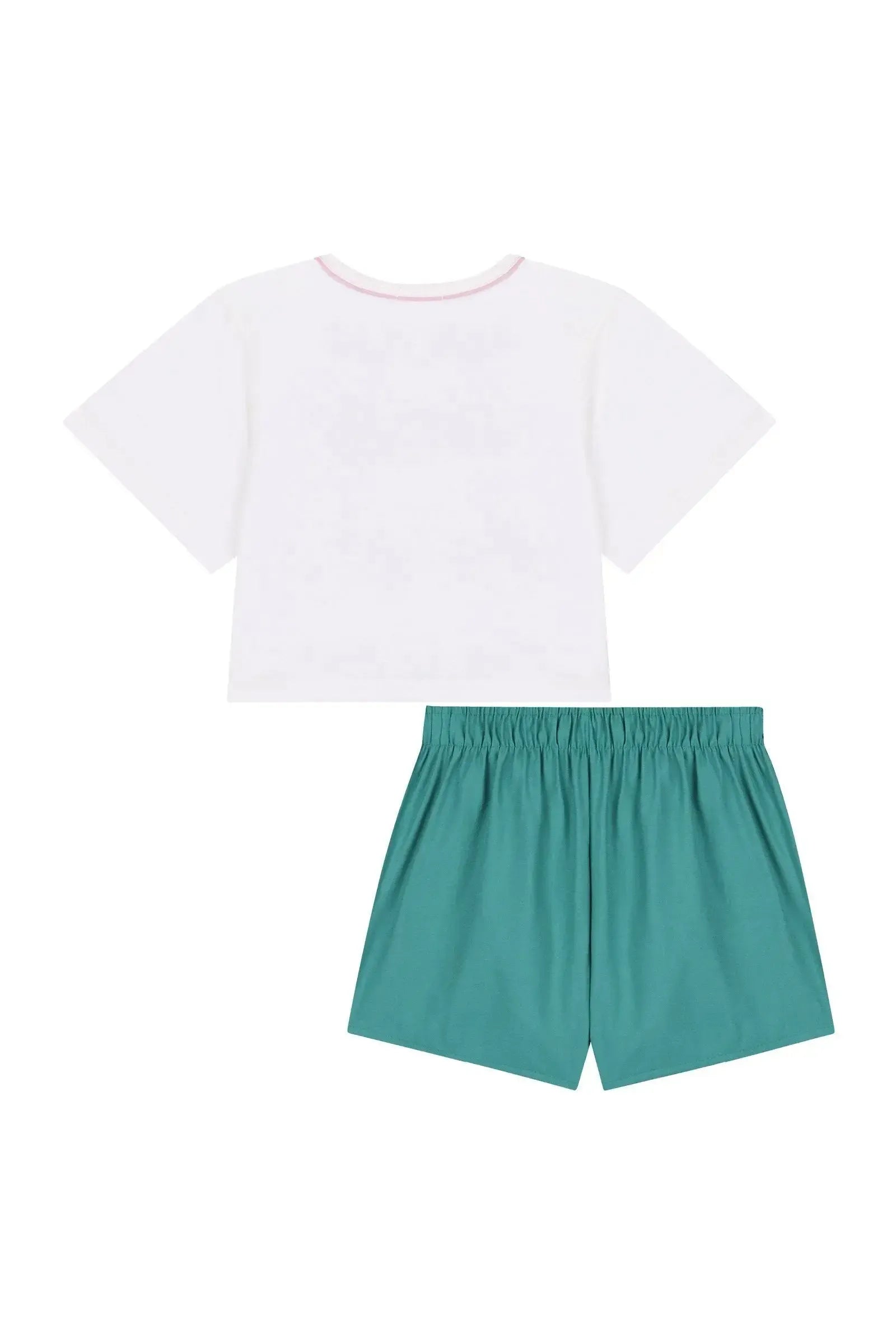 Conjunto de Blusa Boxy Over em Meia Malha e Short Saia em Blend de Viscose 88341 Kukiê Infantil Menina