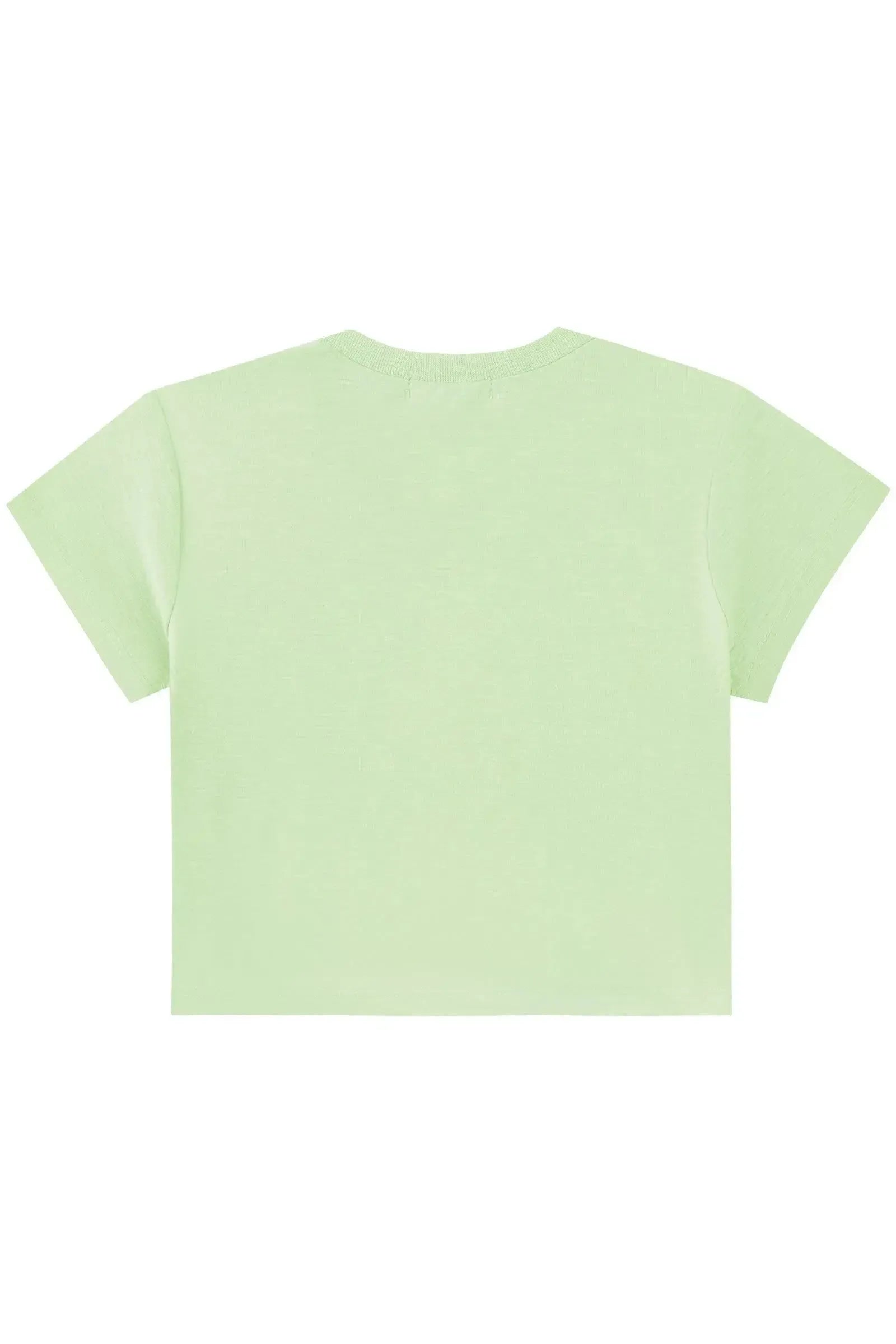 Conjunto de Blusa Boxy Over em Meia Malha Flamê e Shorts em Moletom sem Pelúcia 87778 Kukiê Infantil Menina