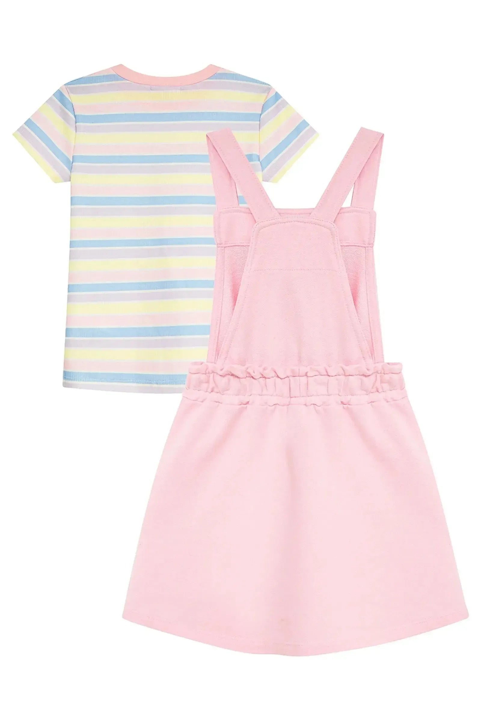 Conjunto de Blusa em Canelado e Salopete em Moletom sem Pelúcia 97145 Kukiê Infantil Menina