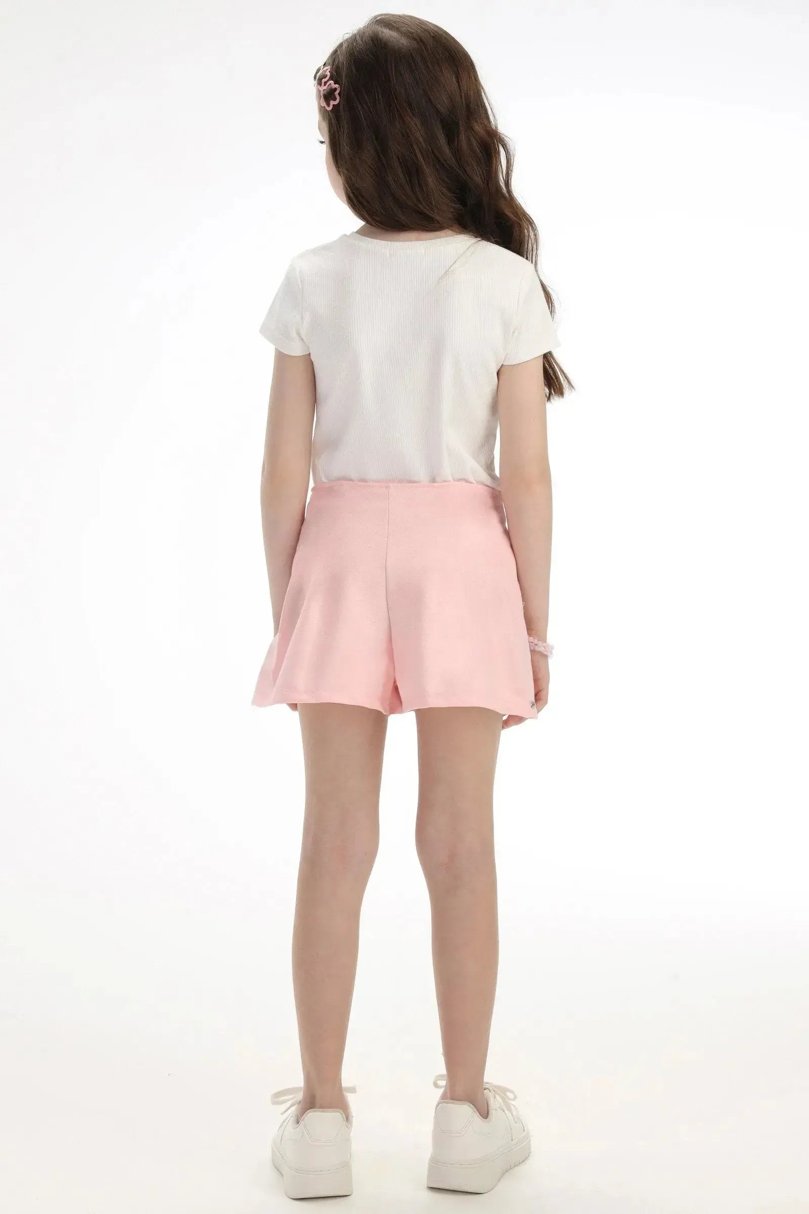 Conjunto de Blusa em Canelado e Shorts em Malha Twill Brilho 93662 Kukiê Infantil Menina