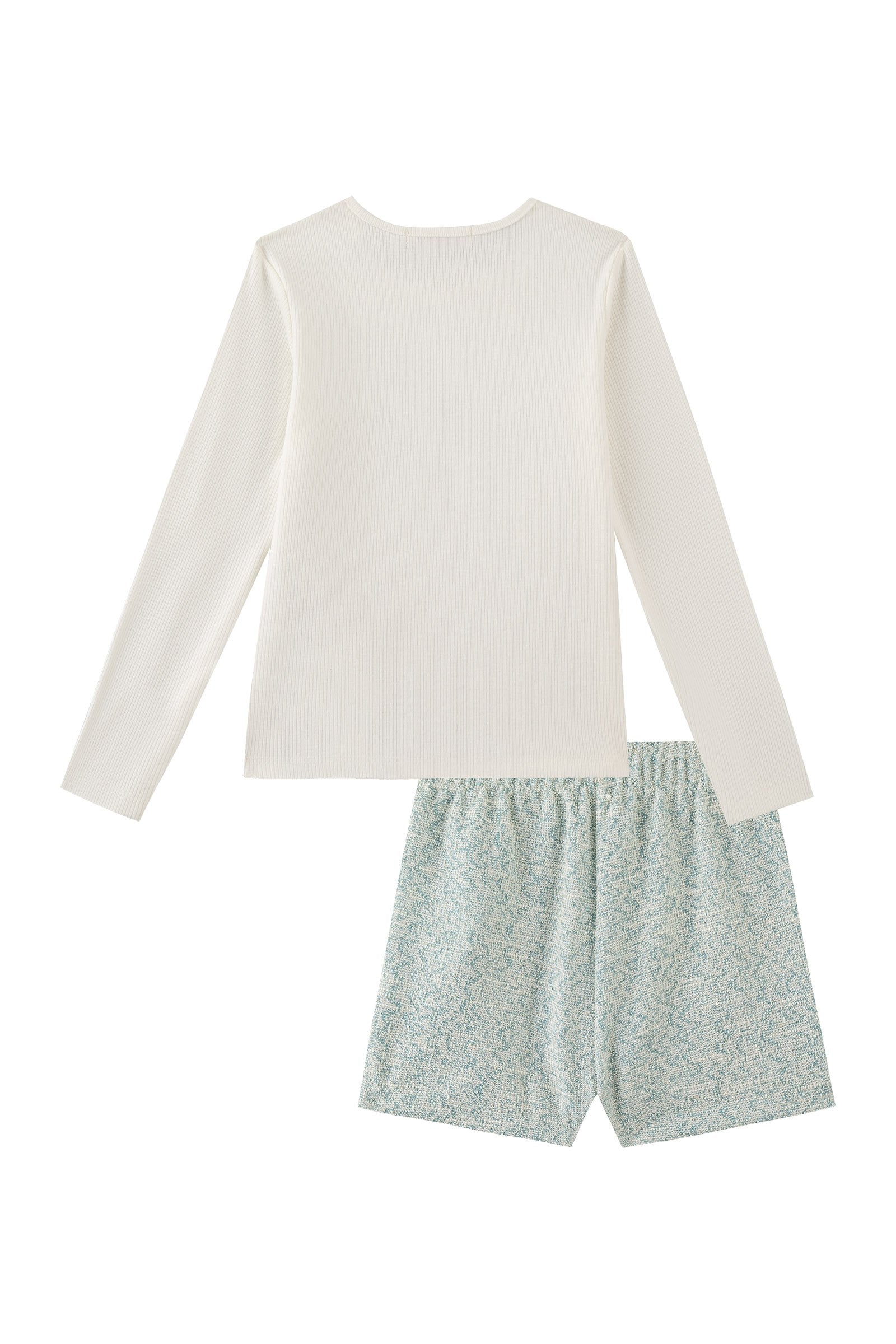 Conjunto de Blusa em Canelado e Shorts em Tweed Comfy 90917 Kukiê Infantil Menina