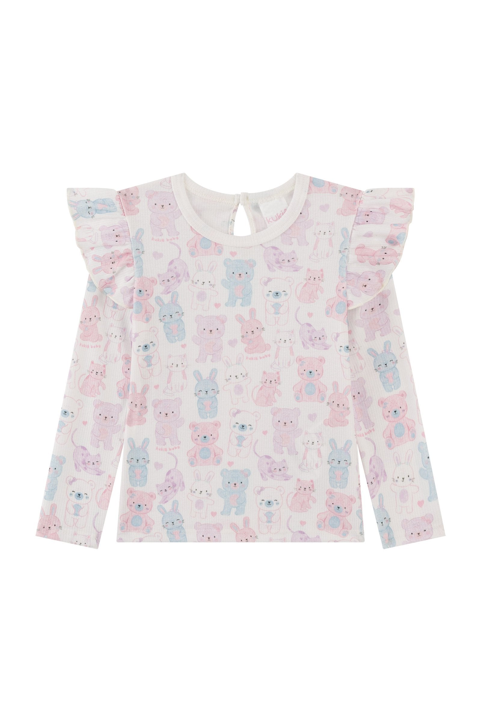 Conjunto de Blusa em Canelado Liz e Calça em Jeans Guga com Elastano 94241 Kukiê Infantil Menina