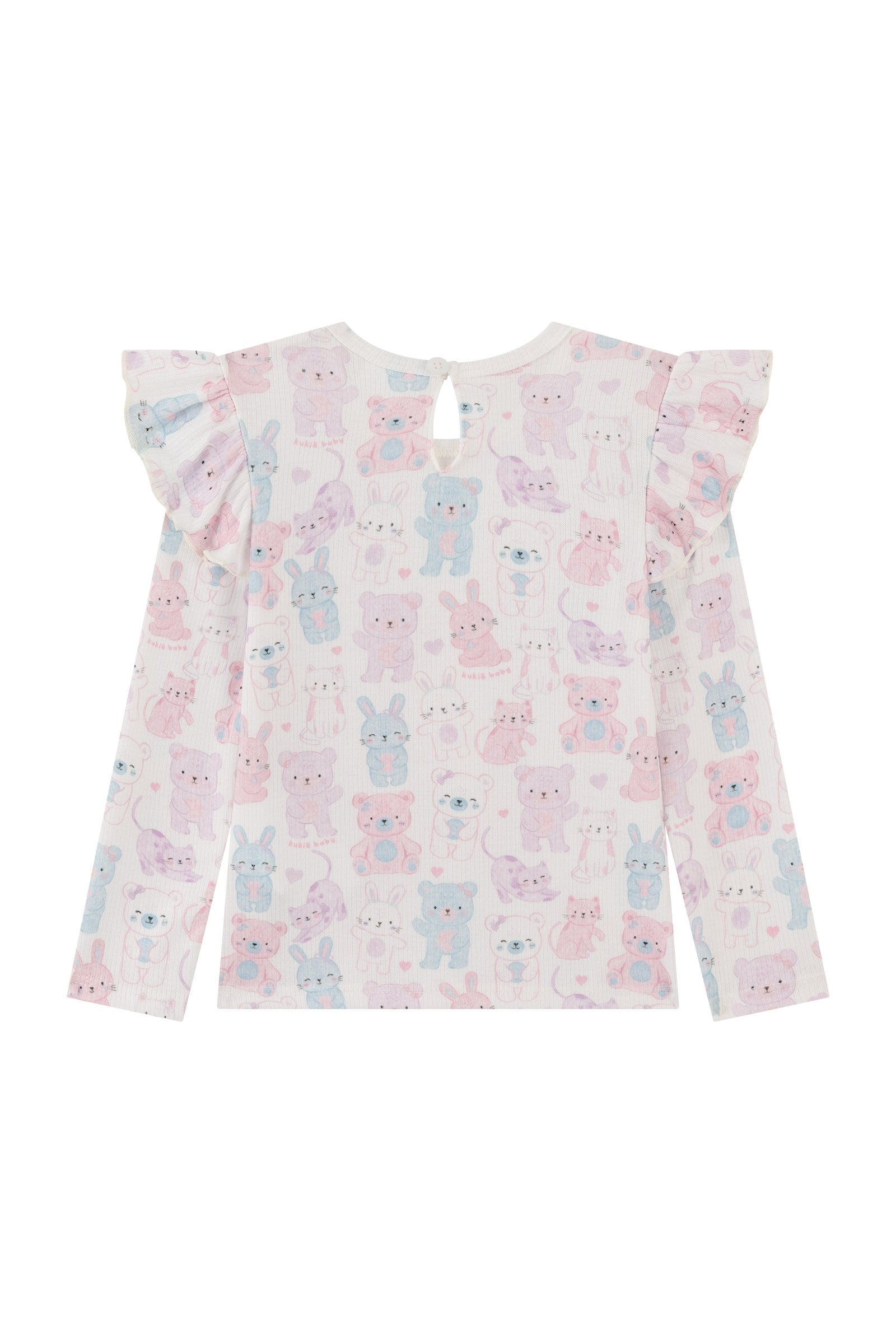 Conjunto de Blusa em Canelado Liz e Calça em Jeans Guga com Elastano 94241 Kukiê Infantil Menina