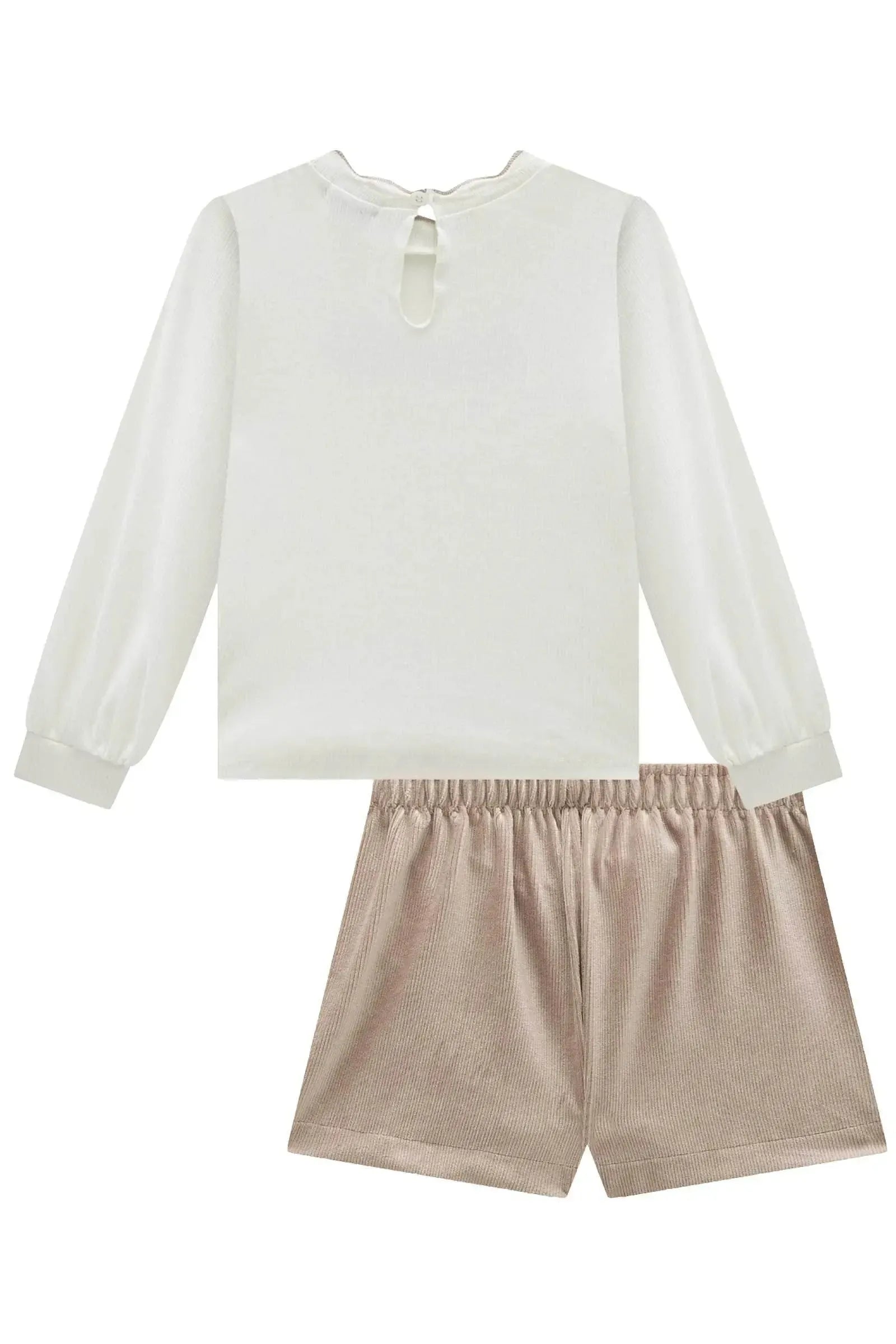 Conjunto de Blusa em Canelado Liz e Shorts em Malha Cotelê 91920 Infanti Infantil Menina