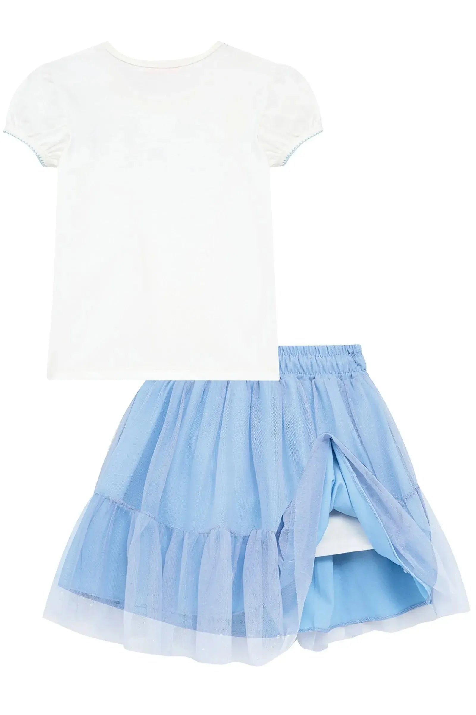 Conjunto de Blusa em Cotton e Saia em Tule com Elastano (com Shorts Embutido) 96787 Kukiê Infantil Menina