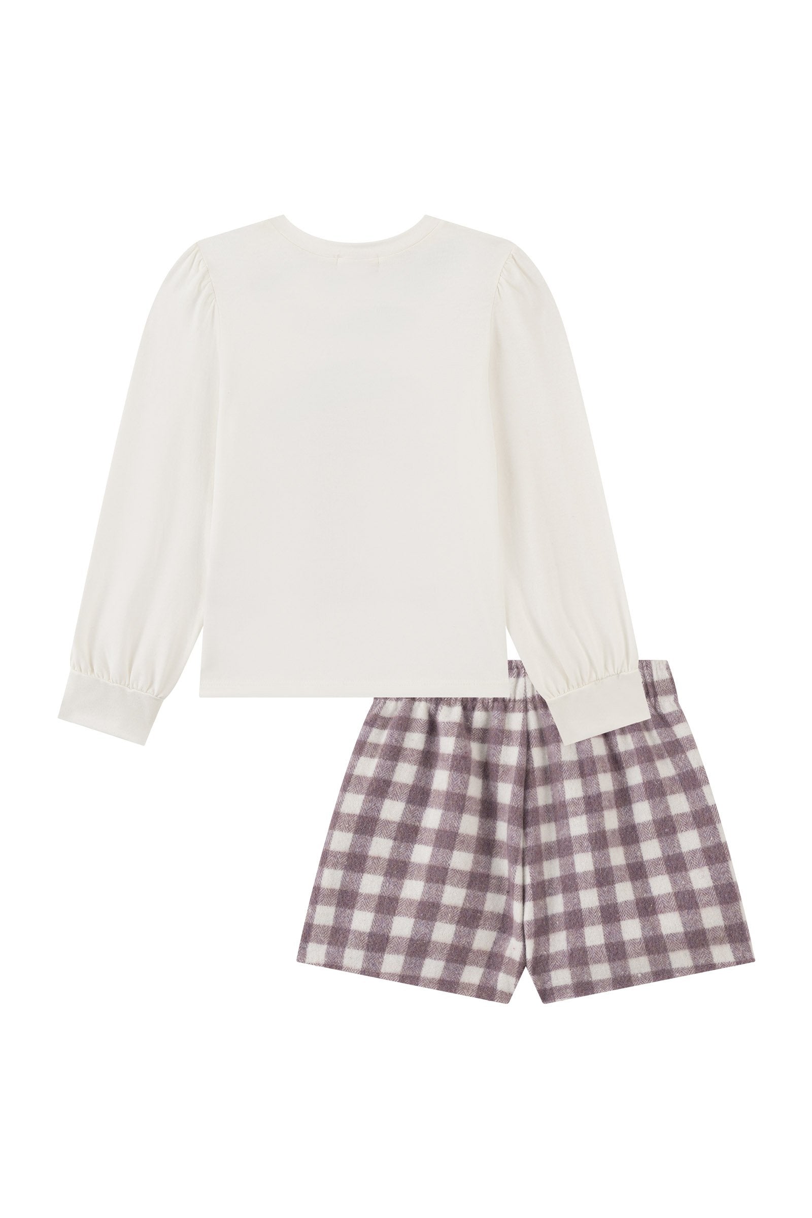 Conjunto de Blusa em Cotton e Shorts em Lã Batida 92660 Kukiê Infantil Menina