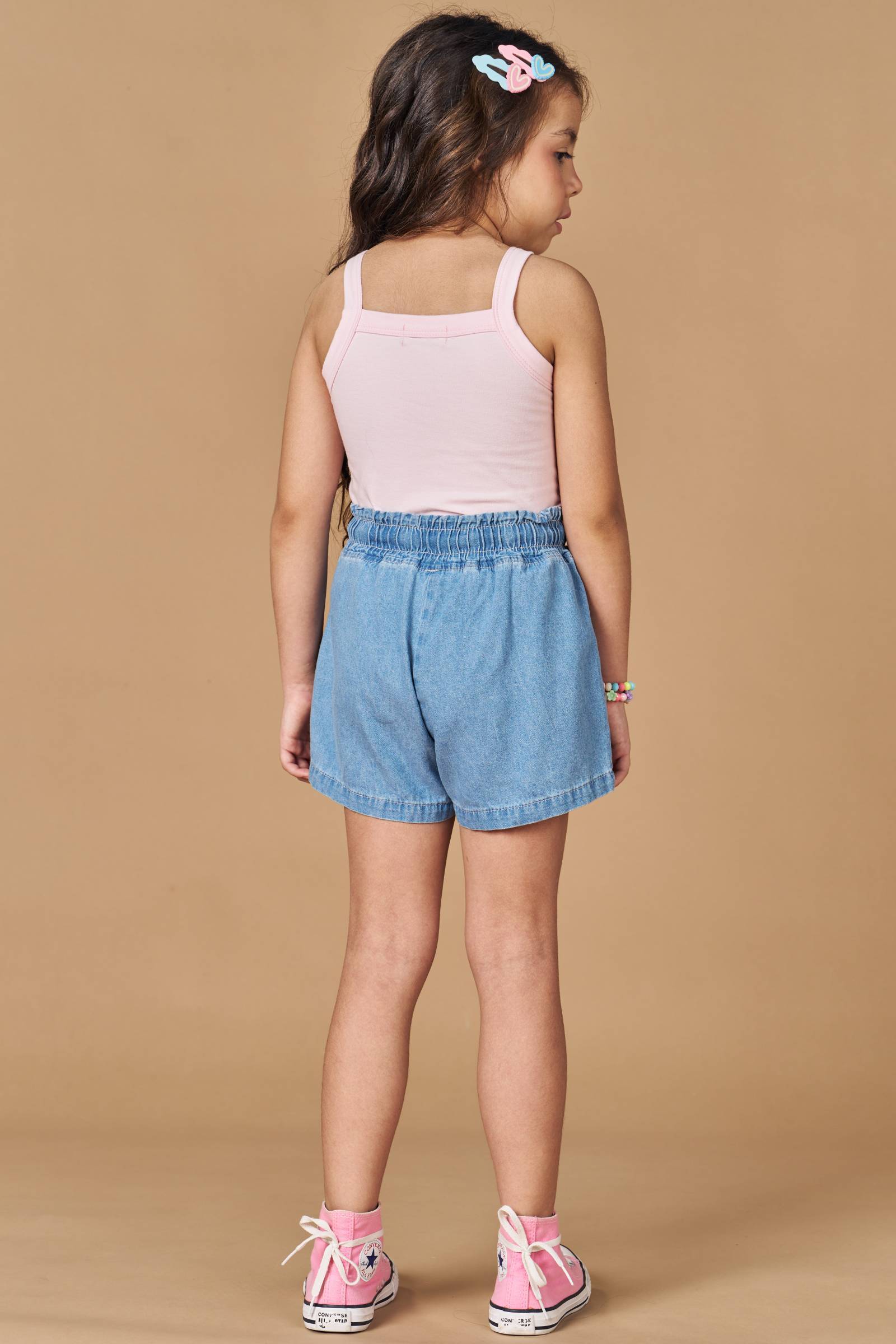 Conjunto de Blusa em Cotton e Shorts Jeans Teca 77640 Kukiê