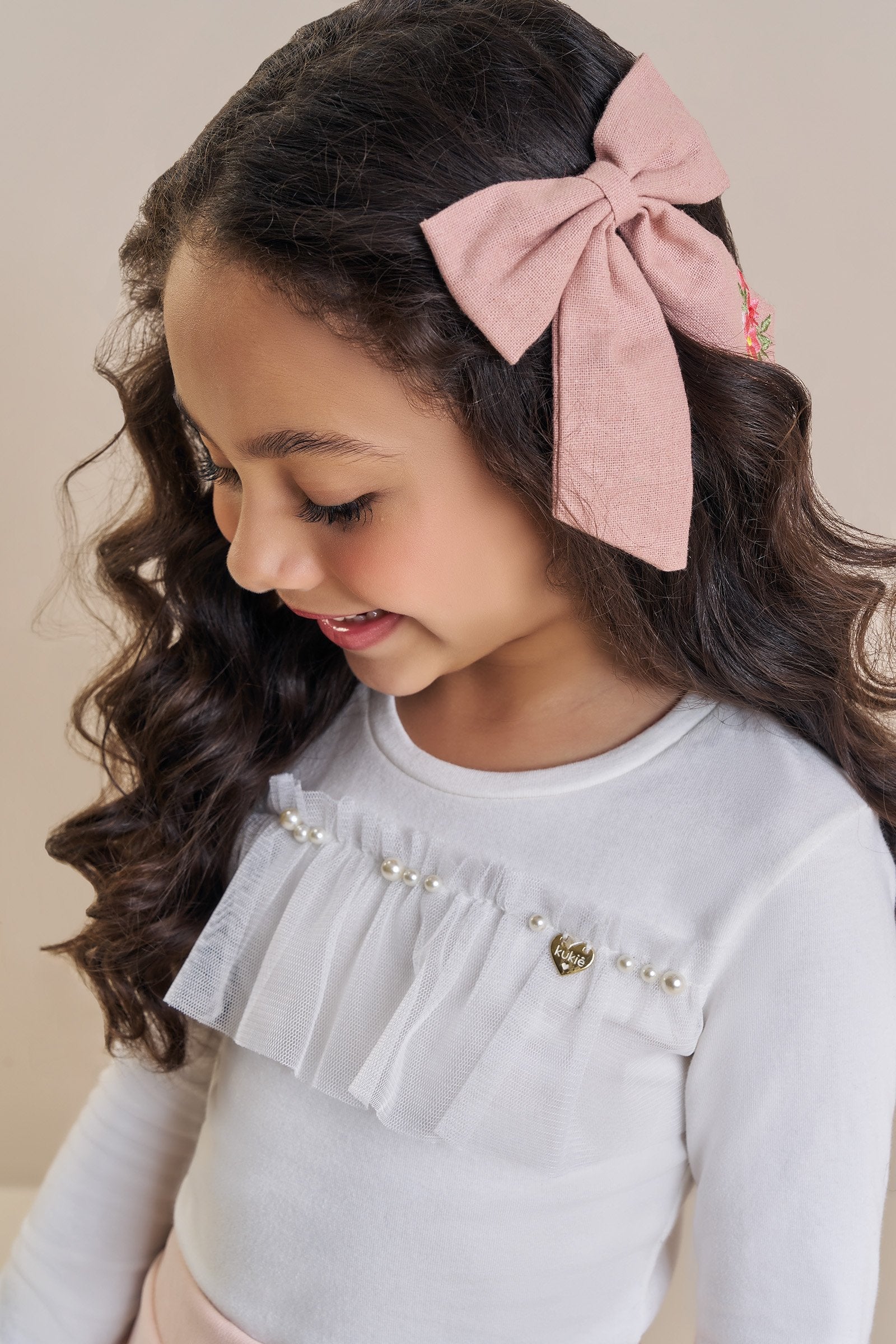 Conjunto de Blusa em Cotton e Tule e Shorts em Tecido Twill Bordado 92434 Kukiê Infantil Menina
