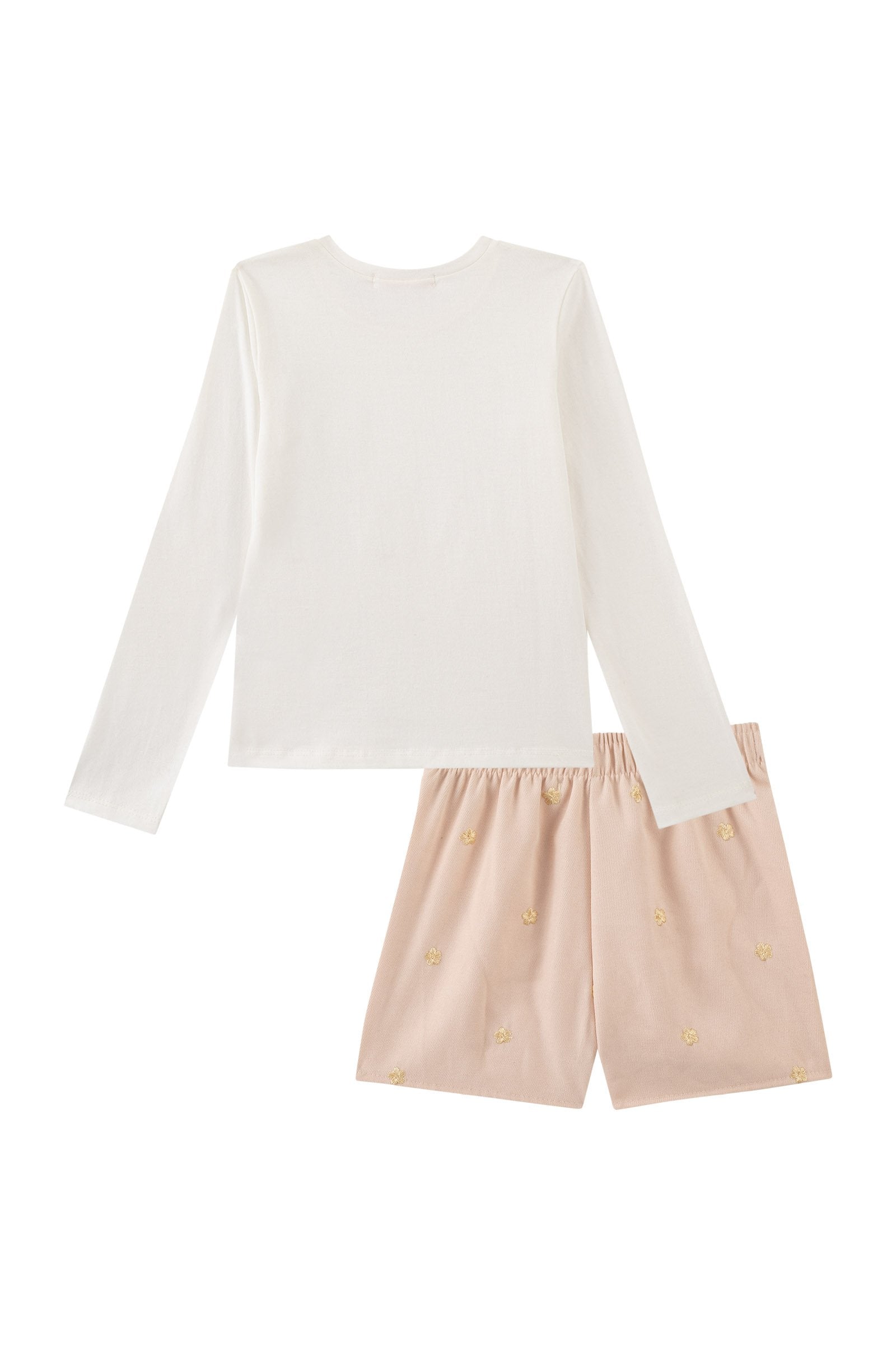Conjunto de Blusa em Cotton e Tule e Shorts em Tecido Twill Bordado 92434 Kukiê Infantil Menina