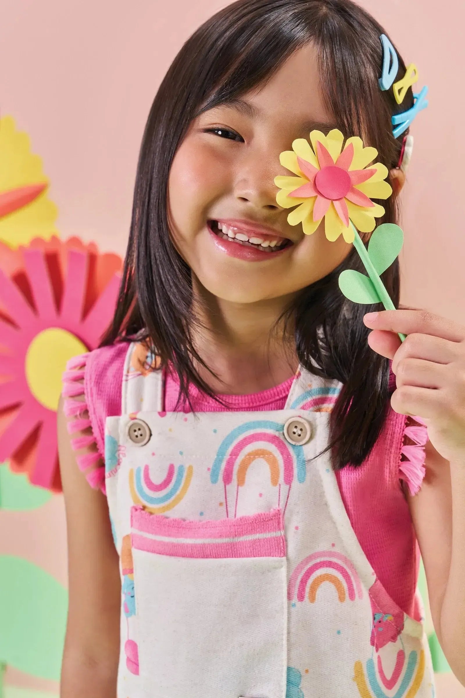 Conjunto de Blusa em Malha Little Waffle e Salopete em Moletom sem Pelúcia 85515 Kukiê Infantil Menina