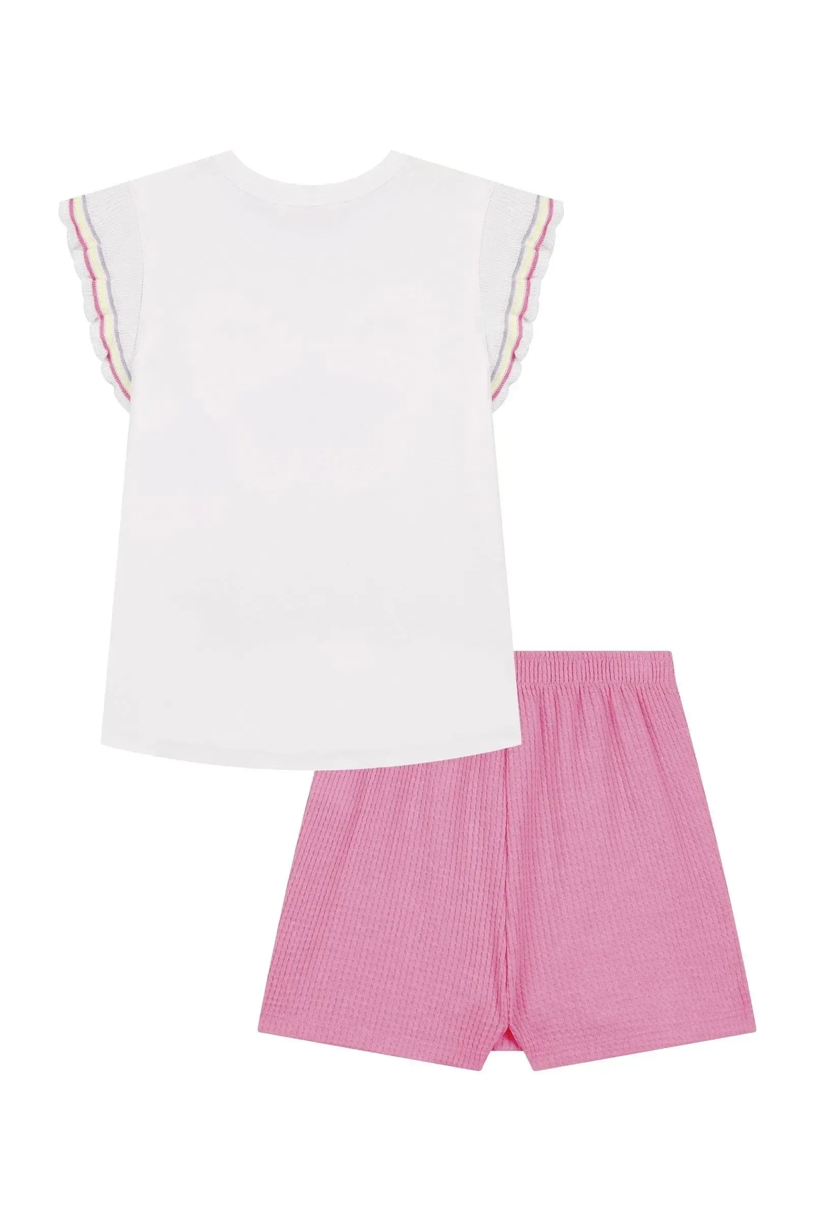 Conjunto de Blusa em Malha Power e Short Saia em Malha Big Waflfe 87310 Kukiê Infantil Menina