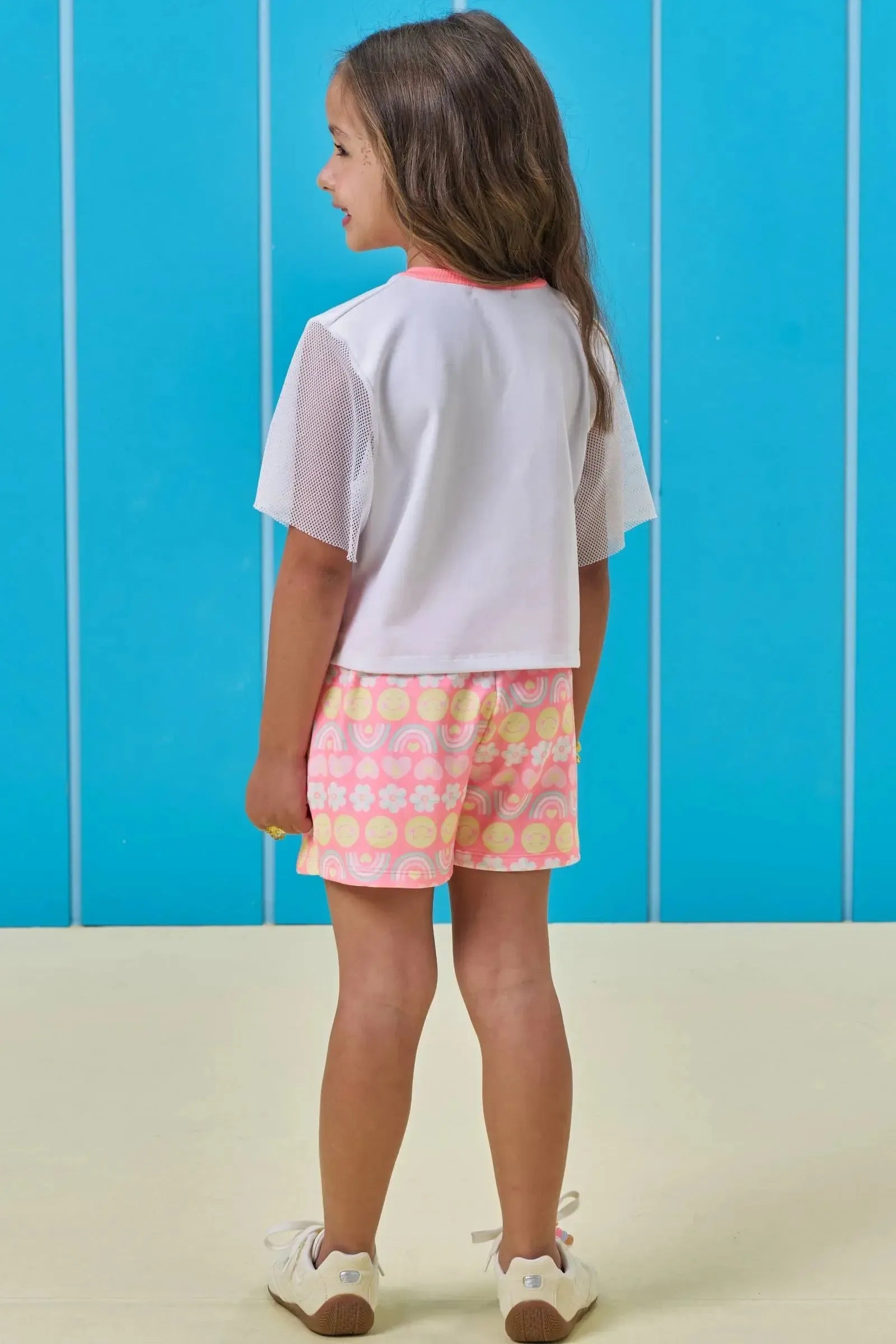 Conjunto de Blusa em Malha Power e Short Saia em Molecotton 95986 Kukiê Infantil Menina
