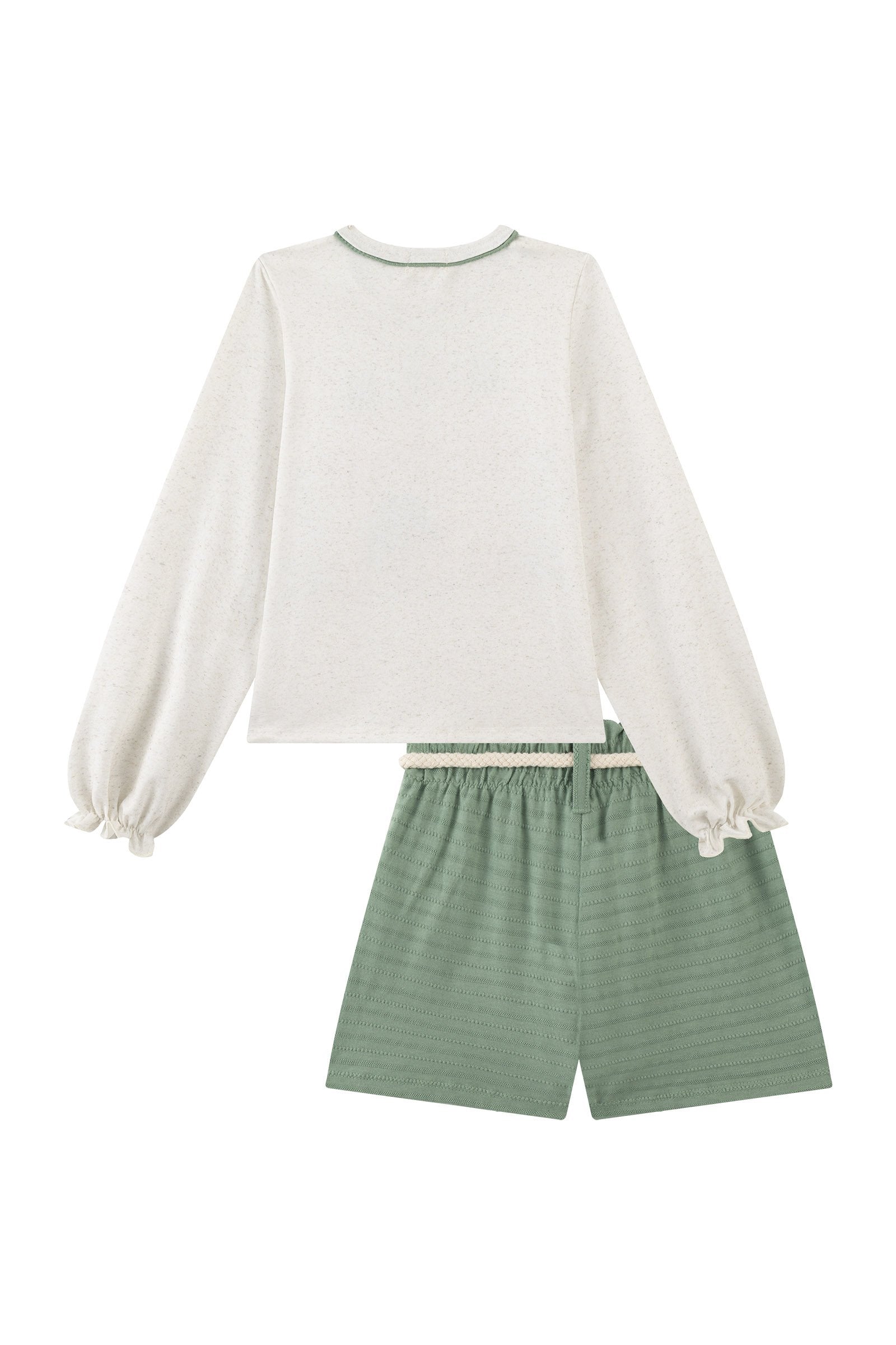 Conjunto de Blusa em Malha Power e Shorts em Malha Textura 89607 Kukiê Infantil Menina