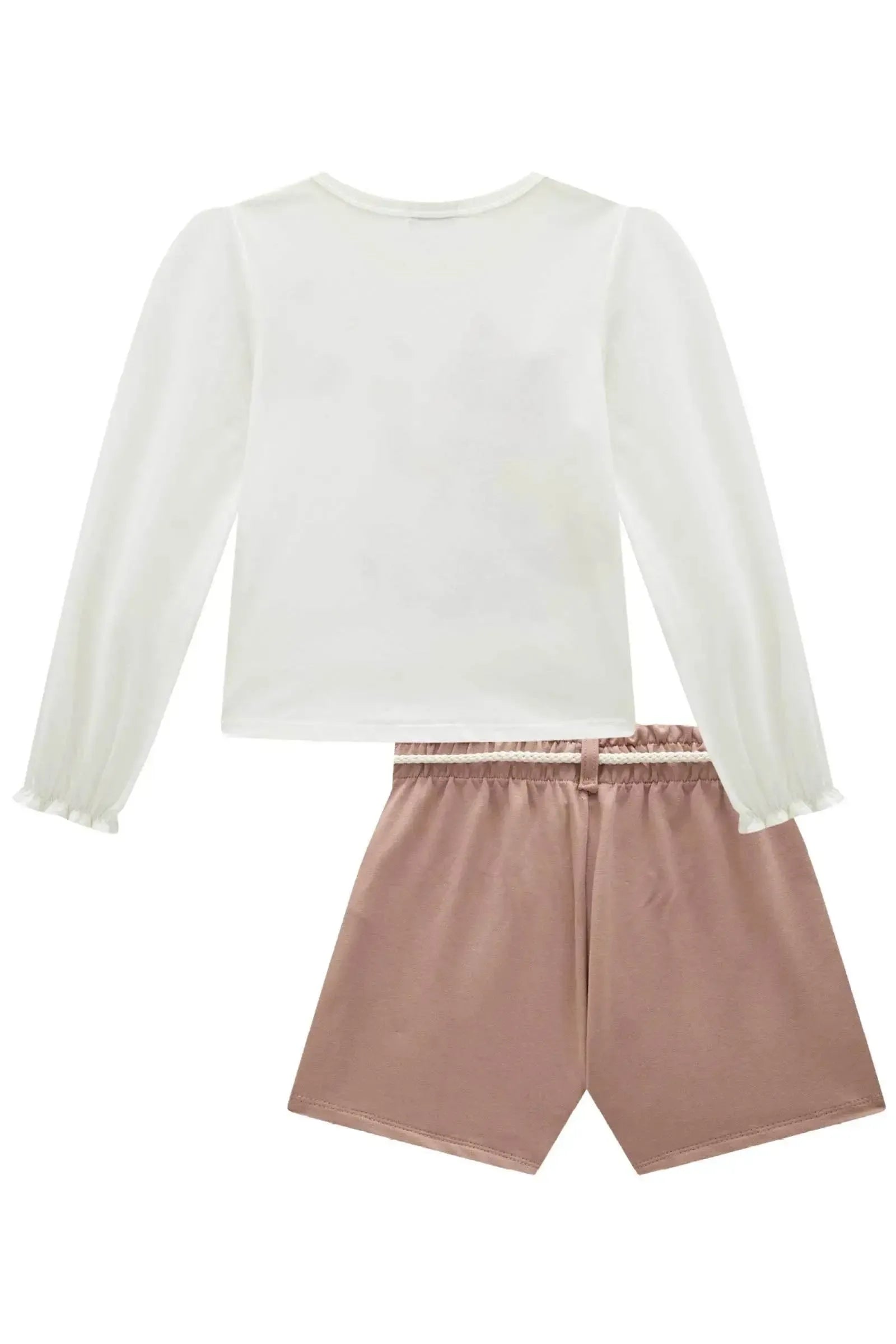 Conjunto de Blusa em Meia Malha com Shorts em Molevisco 90500 Infanti Infantil Menina