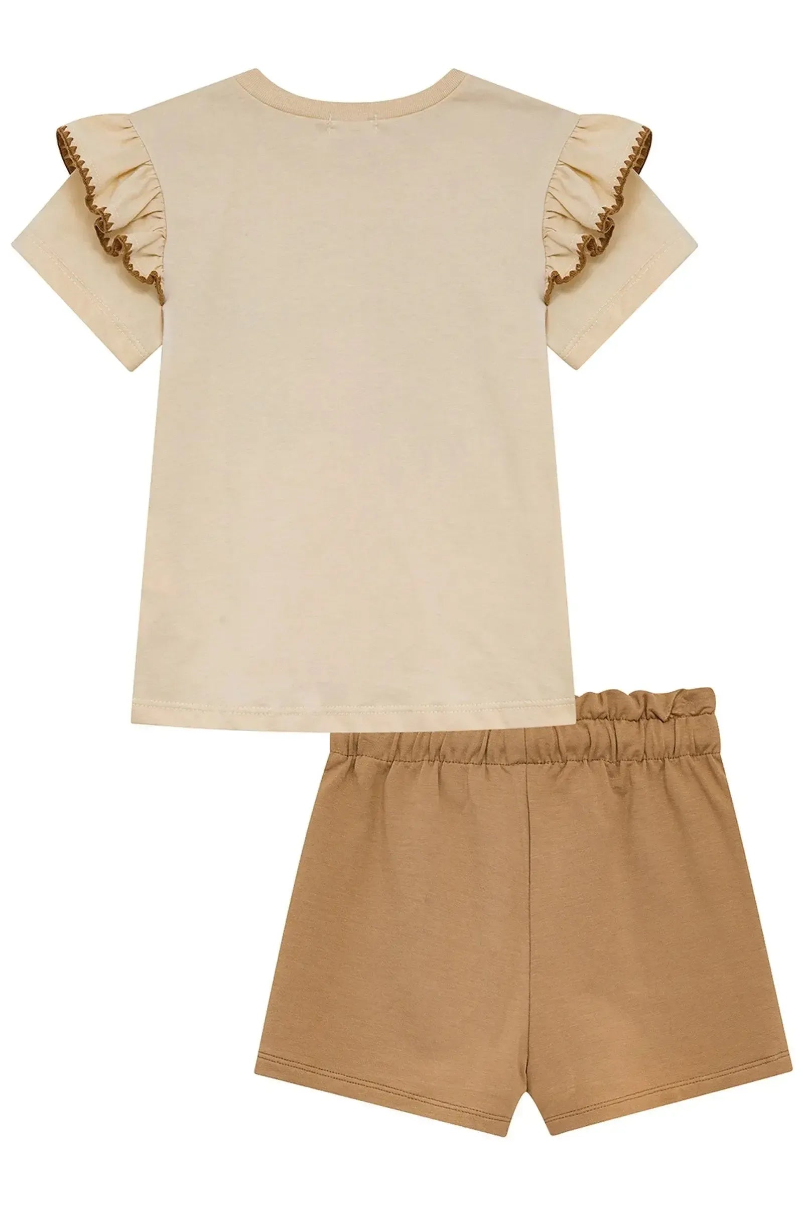 Conjunto de Blusa em Meia Malha e Short Saia em Molevisco 95016 Kukiê Infantil Menina
