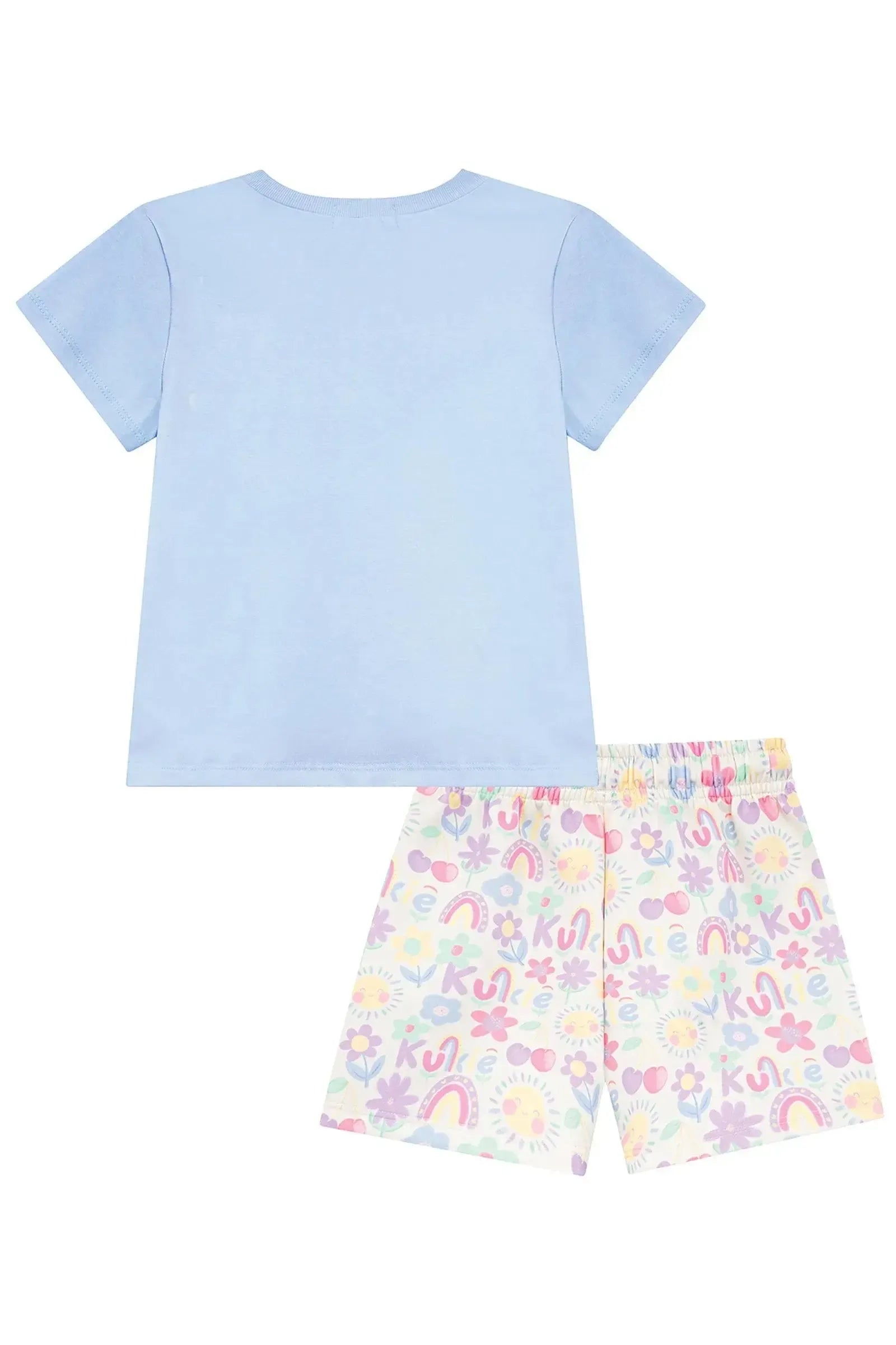 Conjunto de Blusa em Meia Malha e Shorts em Air Tech 97045 Kukiê Infantil Menina