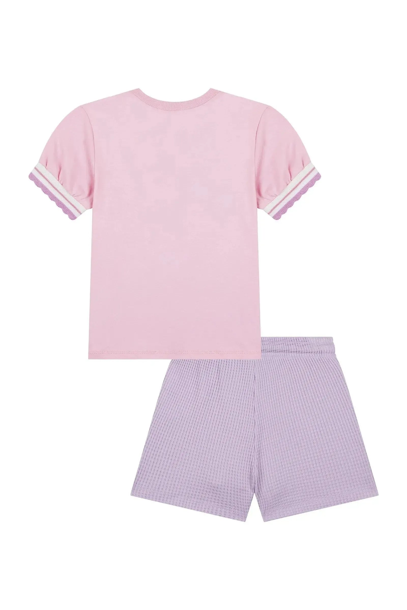 Conjunto de Blusa em Meia Malha e Shorts em Malha Big Waffle 87306 Kukiê Infantil Menina