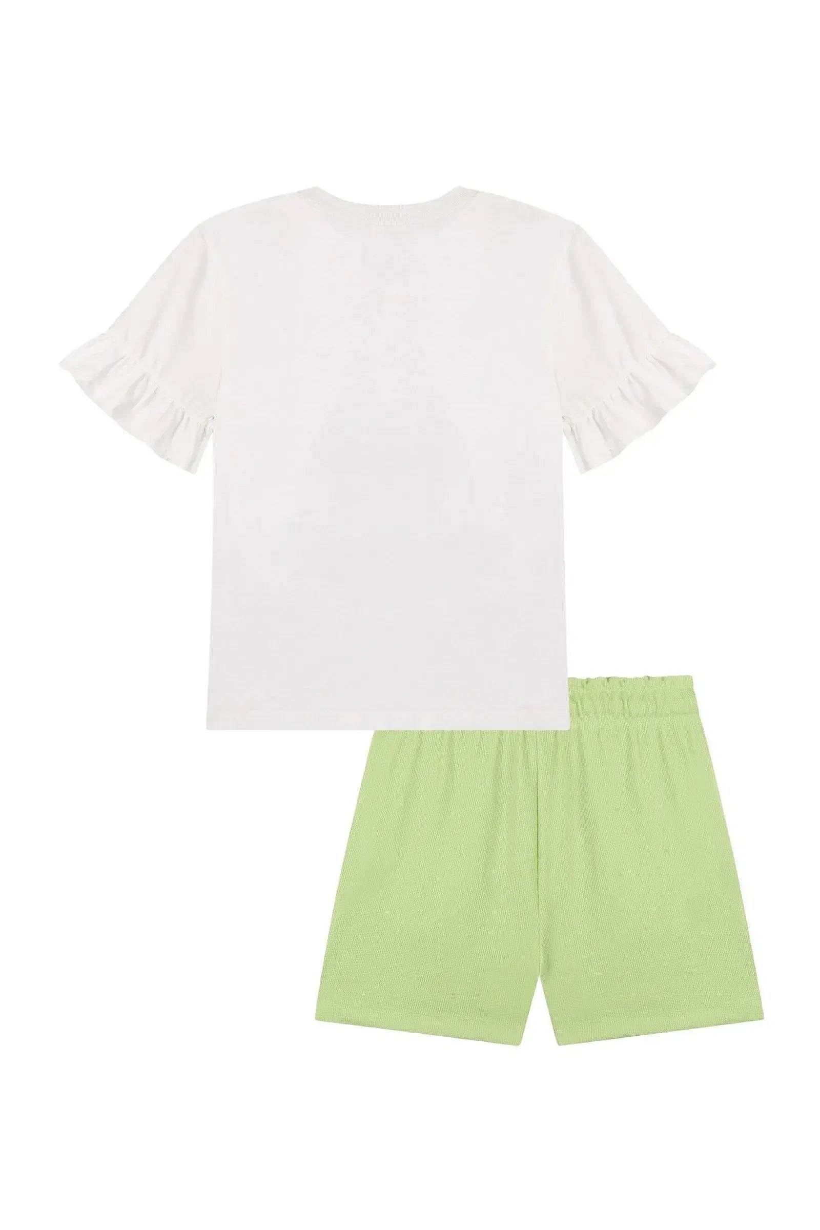 Conjunto de Blusa em Meia Malha e Shorts em Malha Mini Textura 88733 Kukiê Infantil Menina