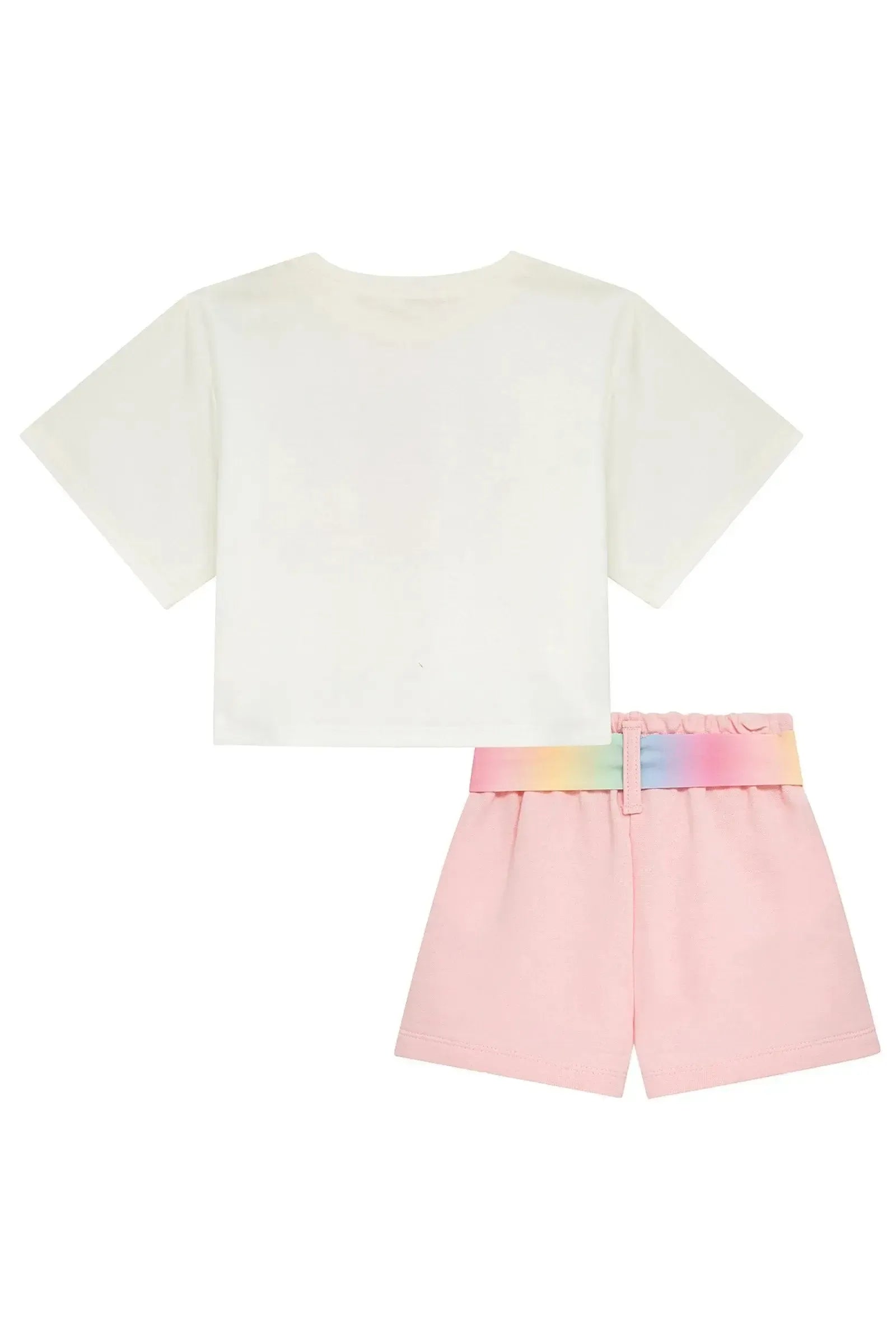 Conjunto de Blusa em Meia Malha e Shorts em Moletom sem Pelúcia 96576 Kukiê Infantil Menina