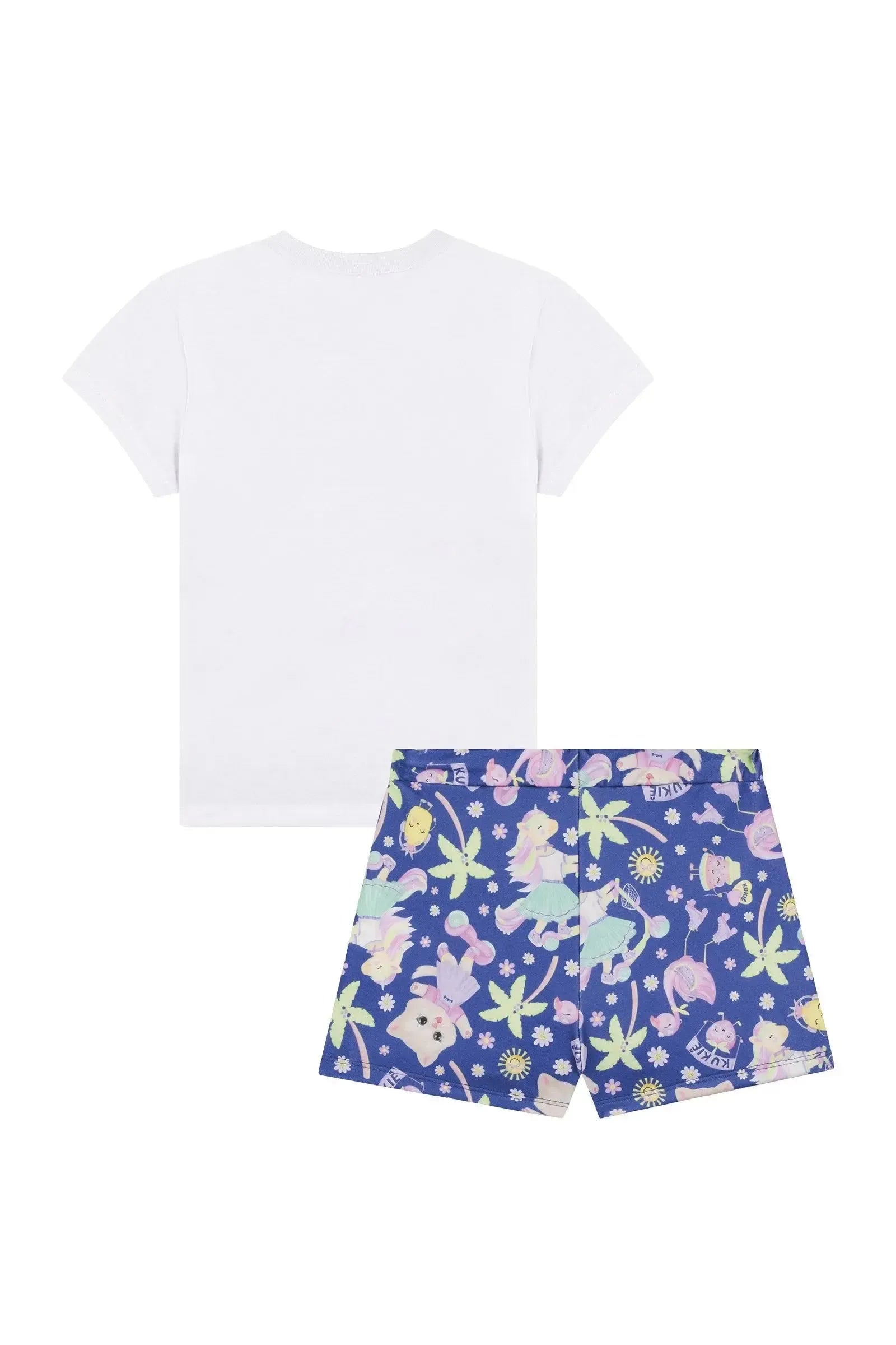 Conjunto de Blusa em Meia Malha e Shorts Saia em Molecotton 88215 Kukiê Infantil Menina