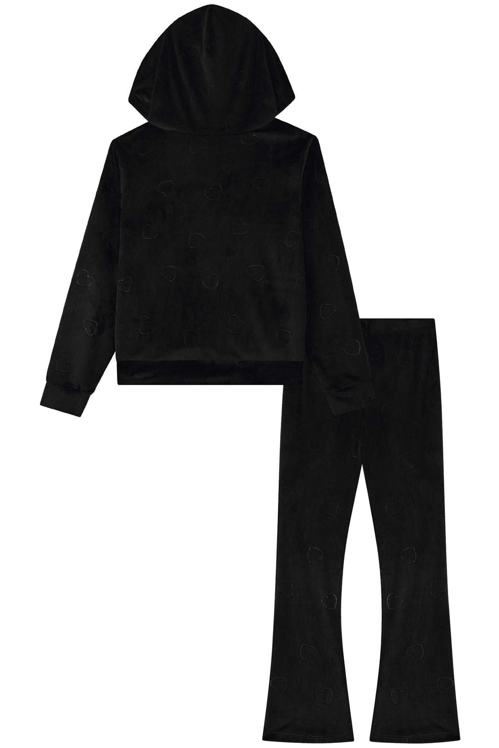 Conjunto de Blusão e Calça Reta em Veludo Corações 92439 Kukiê Infantil Menina