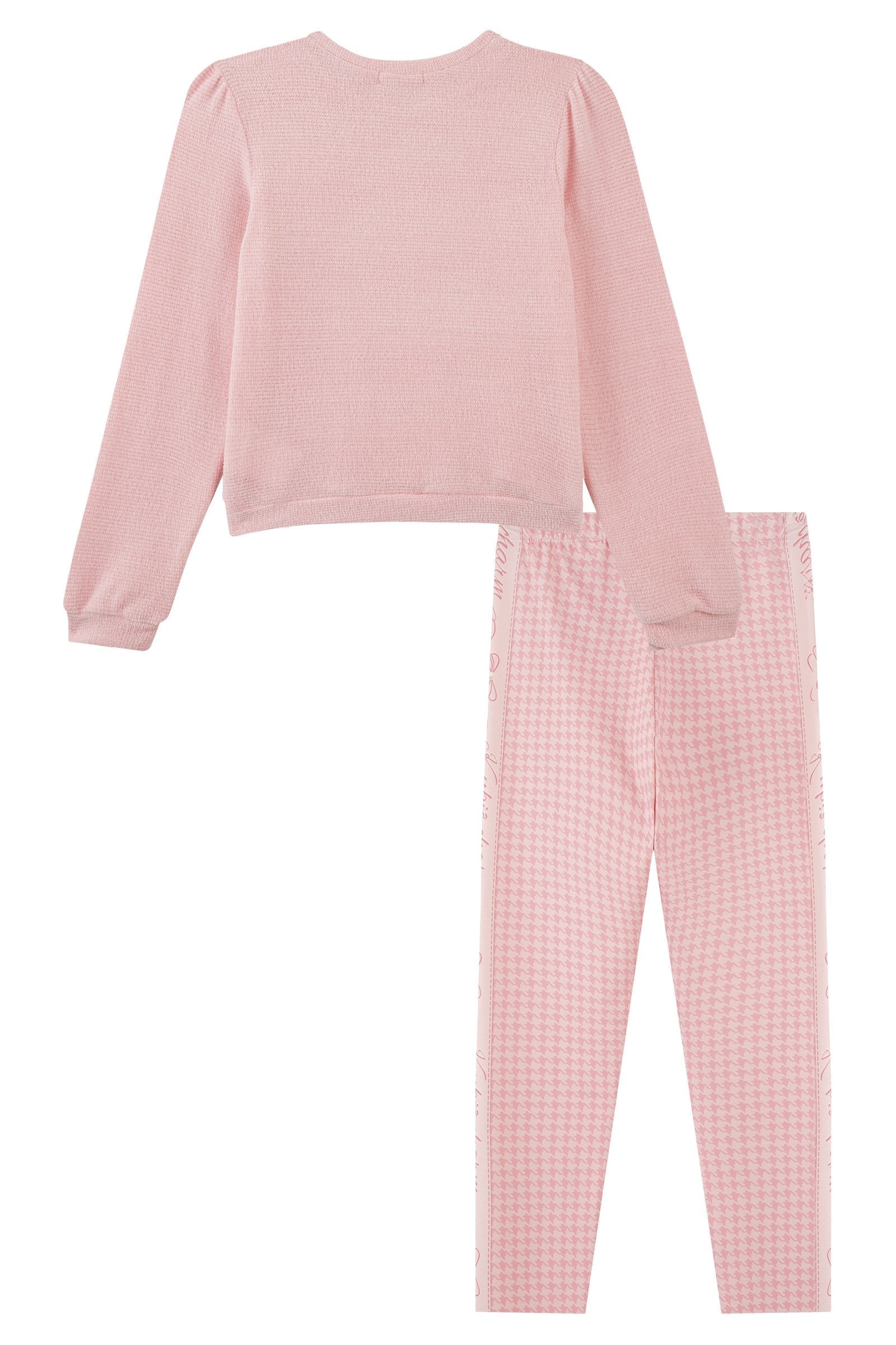 Conjunto de Blusão em Malha Tricot e Legging em Termoskin Peluciado 94110 Kukiê Infantil Menina