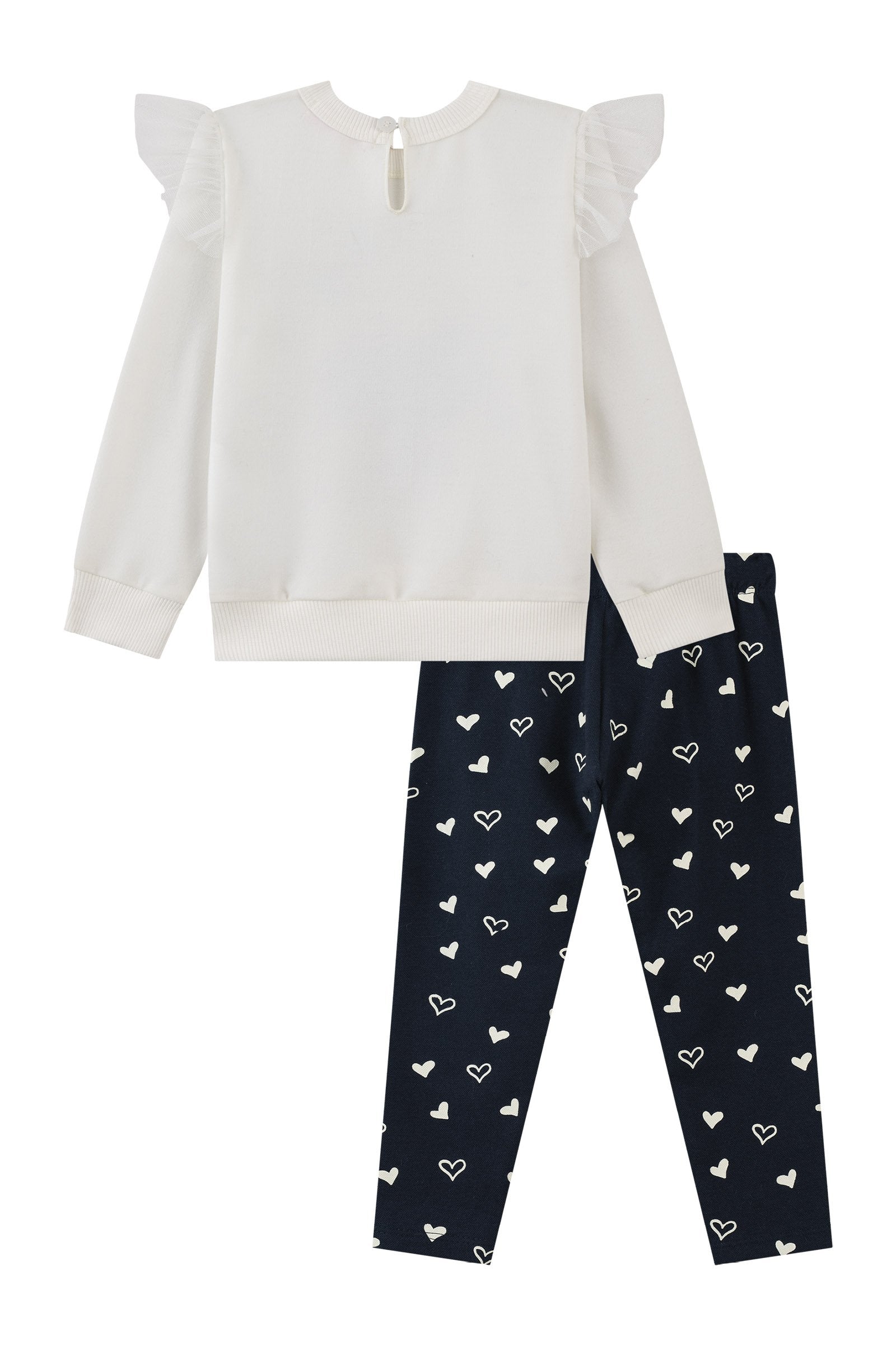 Conjunto de Blusão em Molecotton e Calça Legging em Piquet com Elastano 92141 Kukiê Bebê Menina