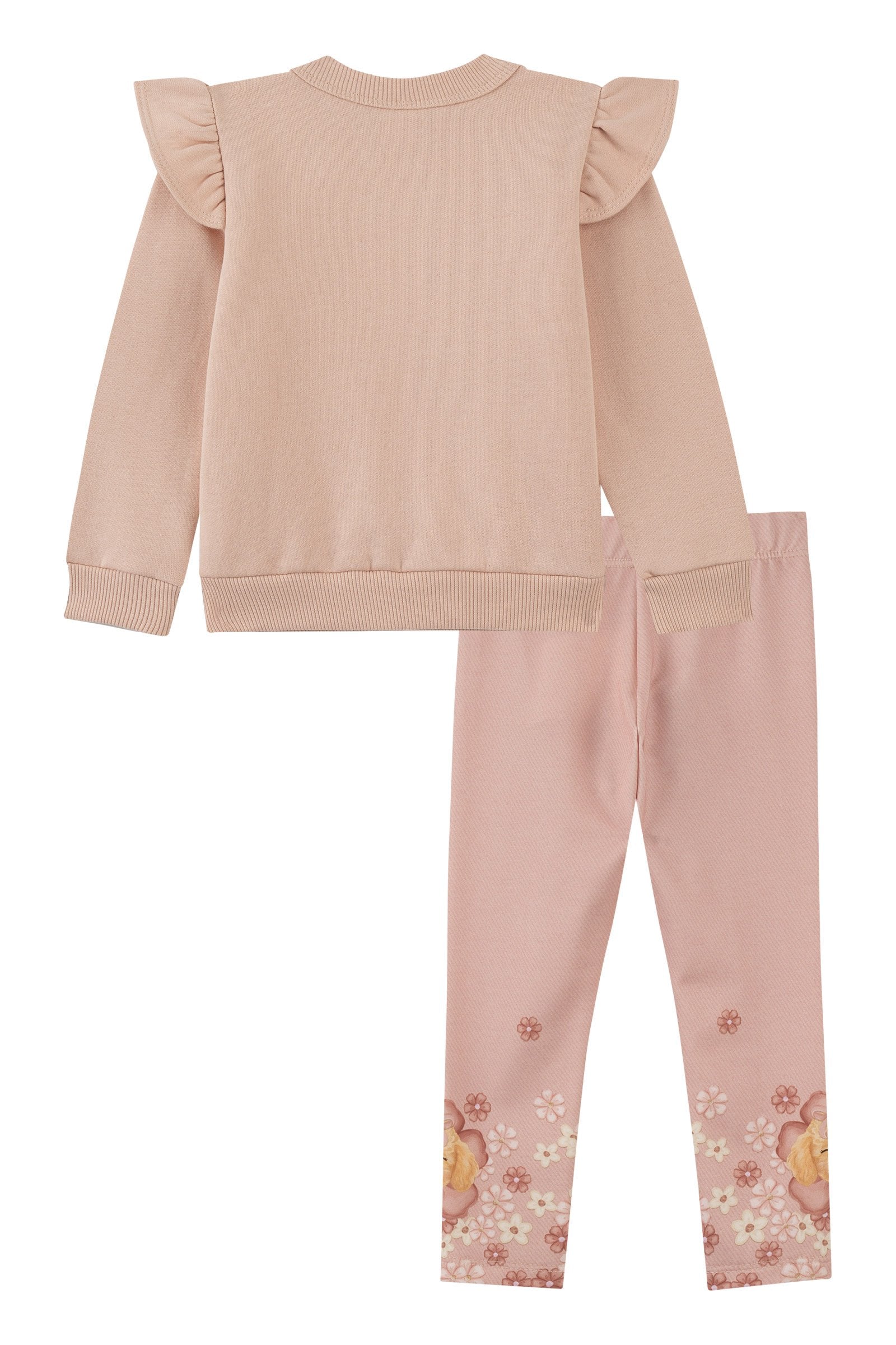 Conjunto de Blusão em Moletom com Pelúcia e Calça Legging em Termoskin Peluciado 92202 Kukiê Bebê Menina