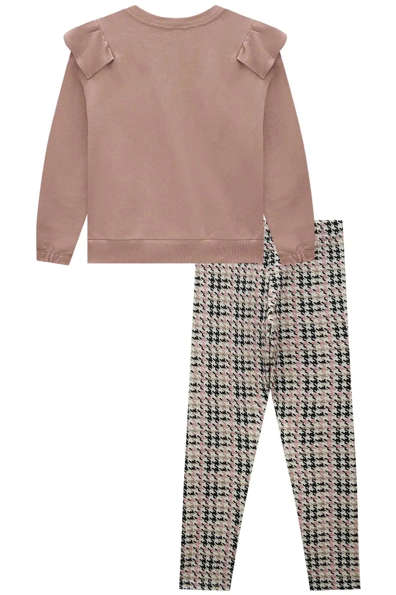 Conjunto de Blusão em Moletom sem Pelúcia e Legging em Molecotton 91942 Infanti Infantil Menina