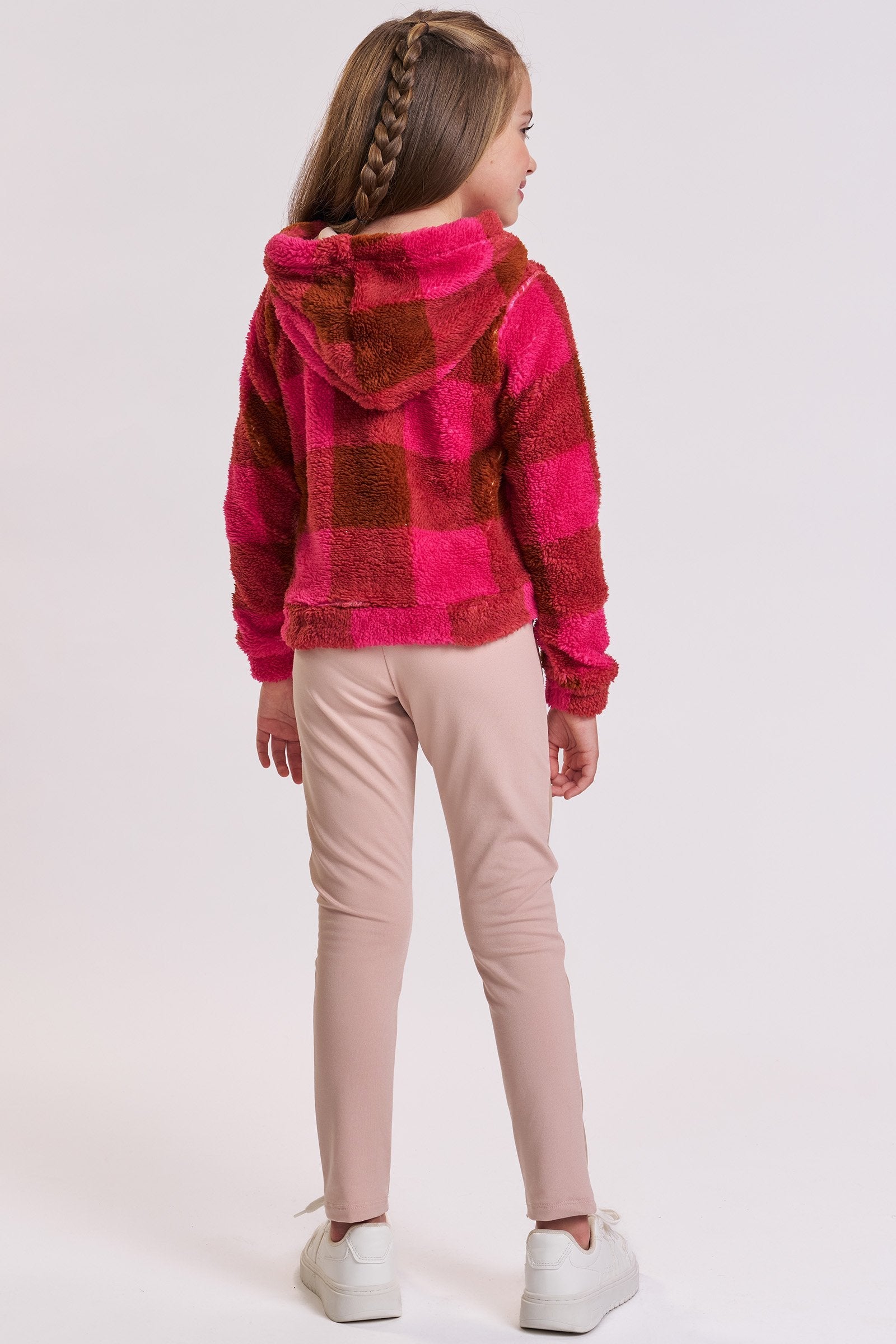 Conjunto de Blusão em Pelo Maxi Sheep e Calça Legging em Couro e Termoskin Peluciado. 92502 Kukiê Infantil Menina