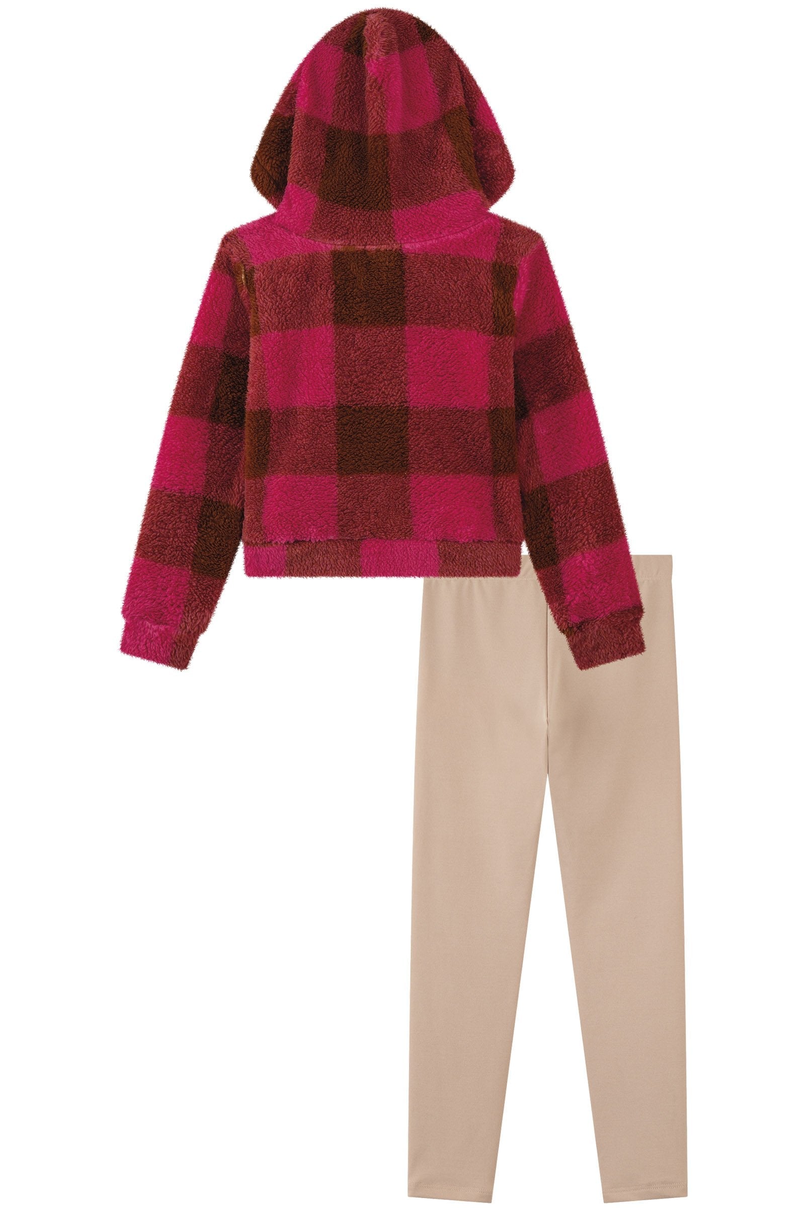 Conjunto de Blusão em Pelo Maxi Sheep e Calça Legging em Couro e Termoskin Peluciado. 92502 Kukiê Infantil Menina