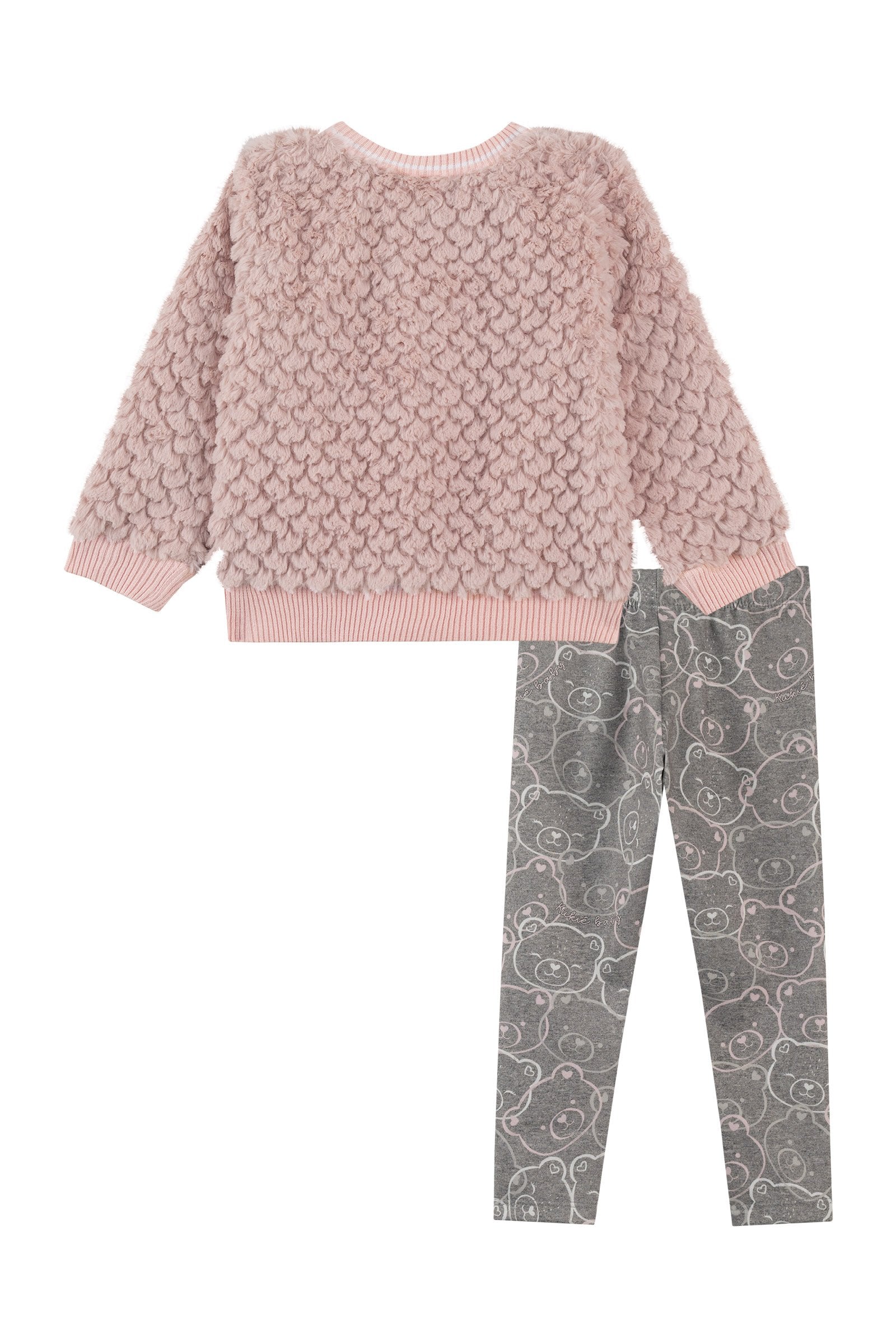 Conjunto de Blusão em Pêlo Ondas e Calça Legging em Termoskin Peluciado 92263 Kukiê Bebê Menina
