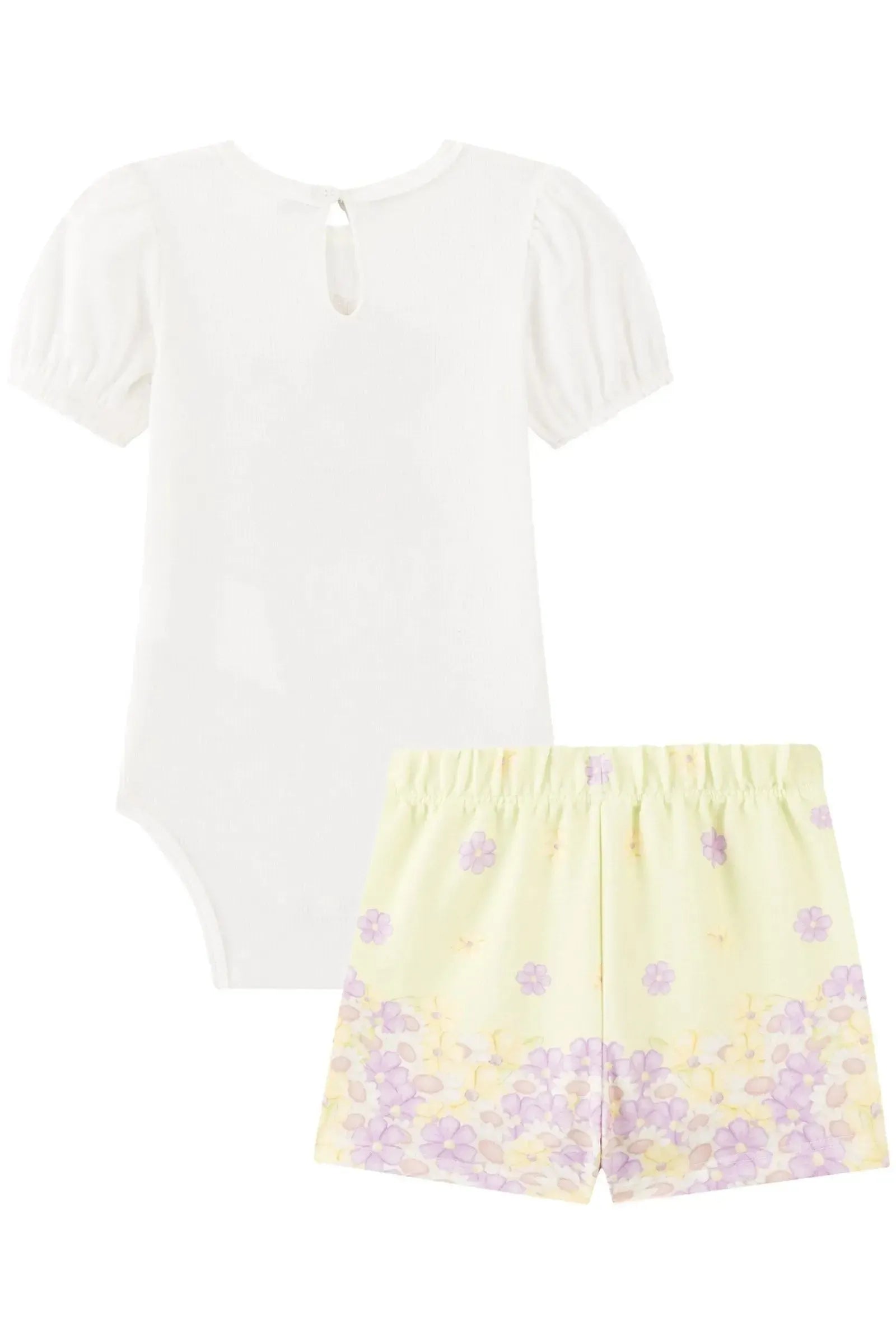 Conjunto de Body em Canelado Liz e Shorts em Molecotton 92954 Kukiê Bebê Menina