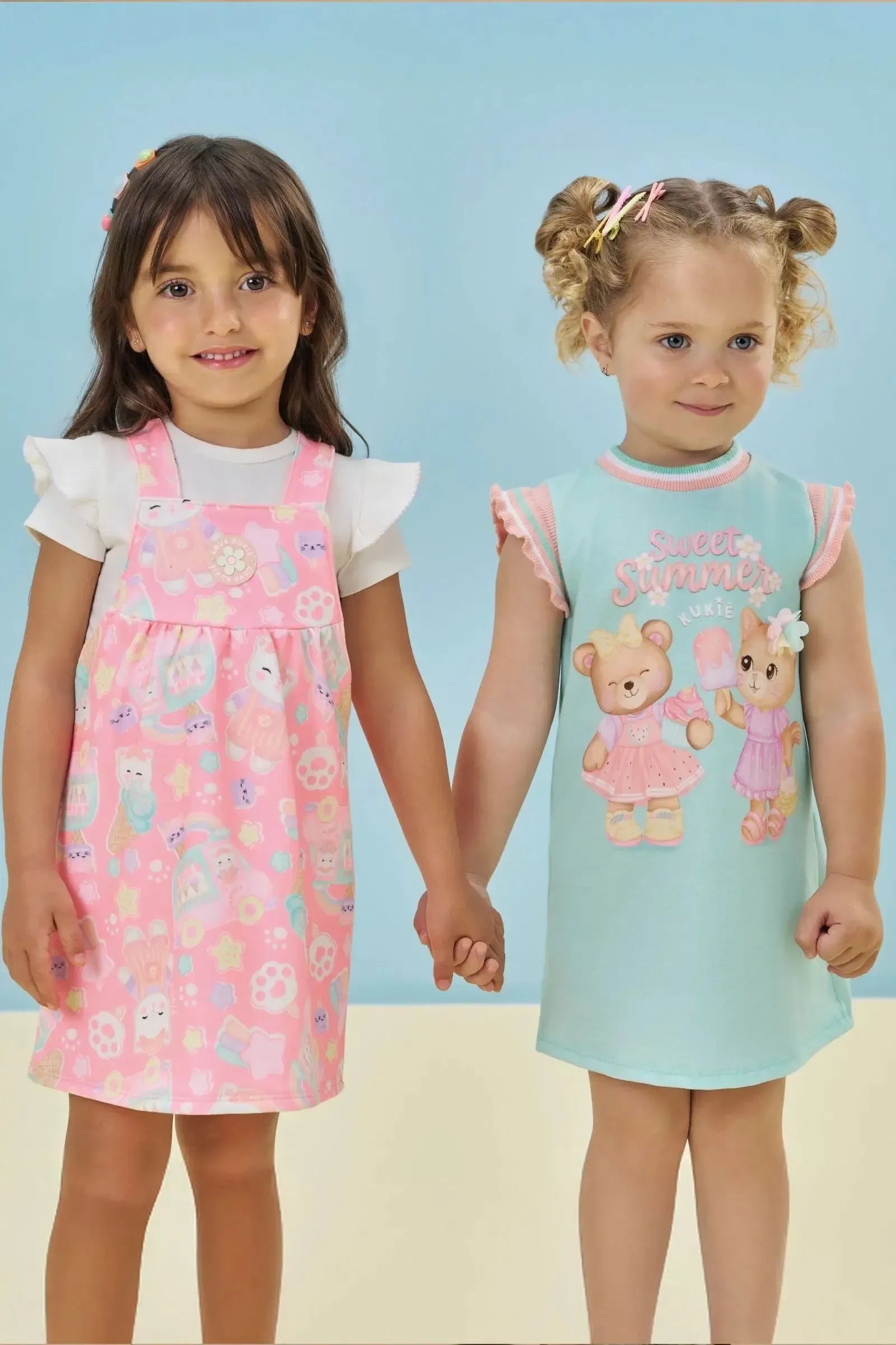 Conjunto de Body em Cotton e Salopete em Molecotton 95221 Kukiê Bebê Menina