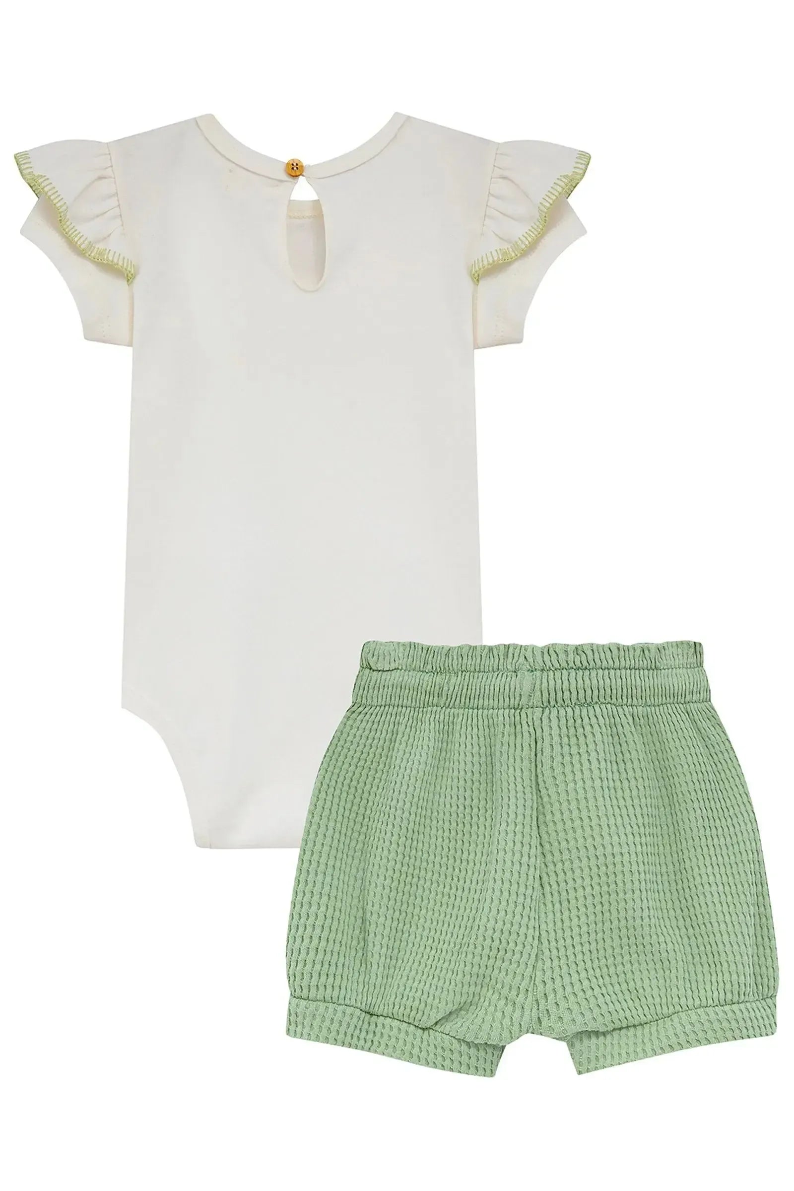 Conjunto de Body em Suedine e Shorts em Malha Big Waffle 95547 Kukiê Bebê Menina