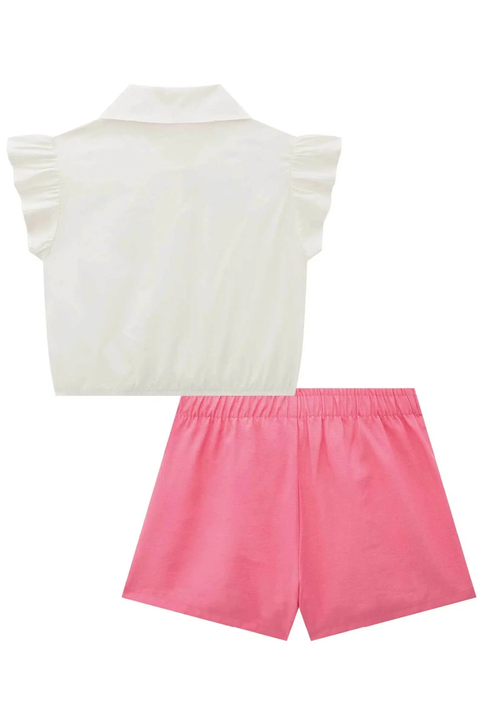 Conjunto Infantil Menina de Camisa em Tricoline e Shorts em Alfaiataria 81324 Kukiê