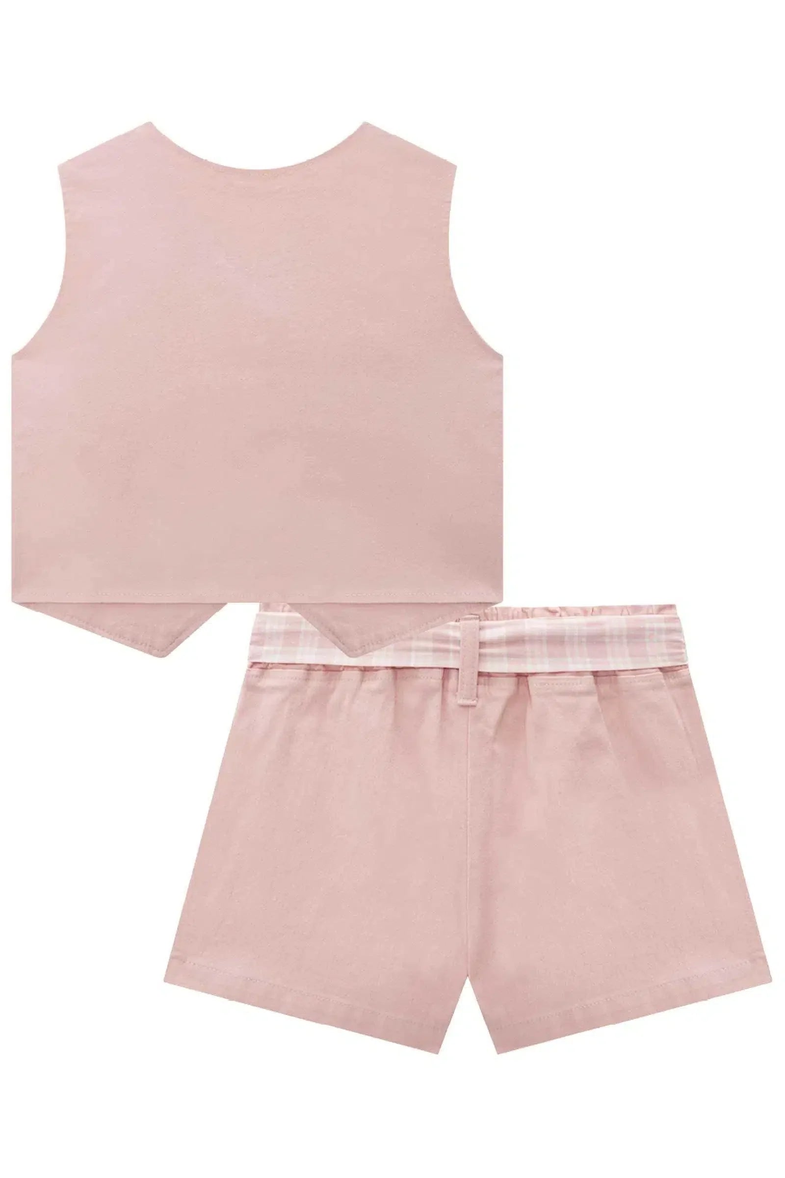 Conjunto Infantil Menina de Colete e Short Saia em Sarja com Elastano 81333 Kukiê